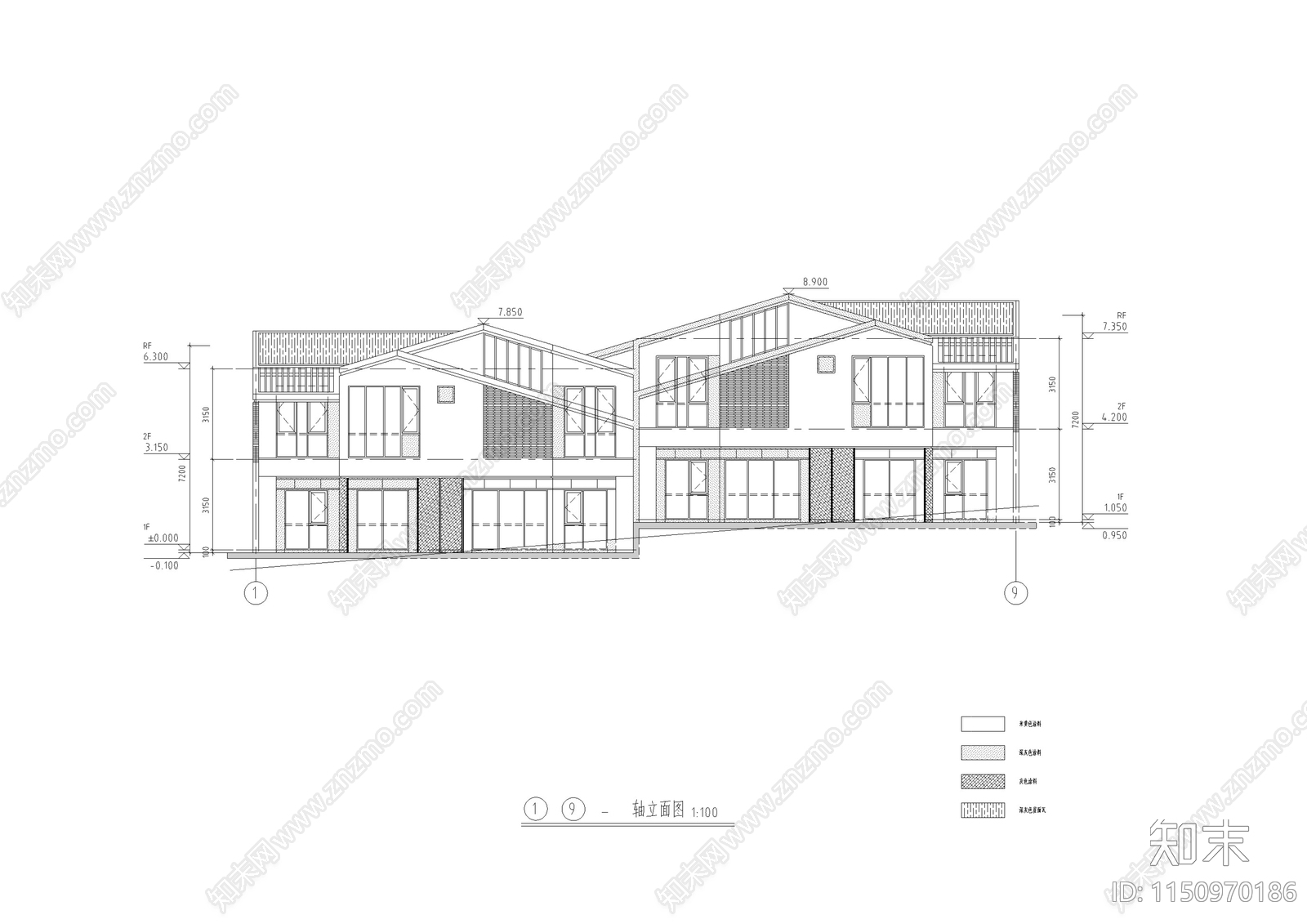 商墅建筑cad施工图下载【ID:1150970186】