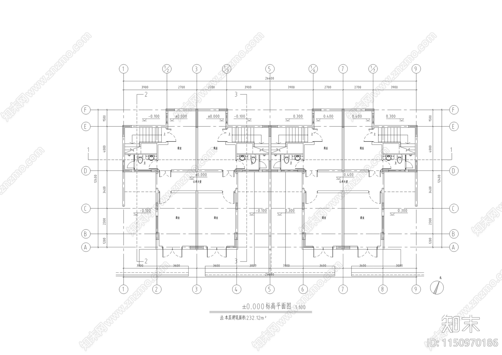 商墅建筑cad施工图下载【ID:1150970186】