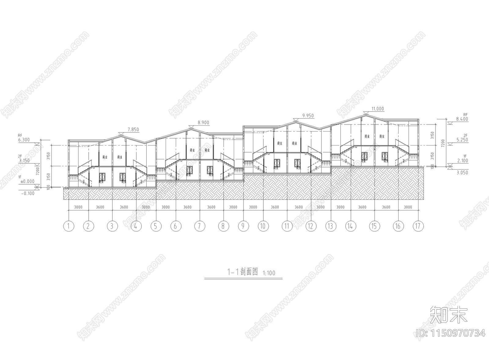 商墅建筑cad施工图下载【ID:1150970734】