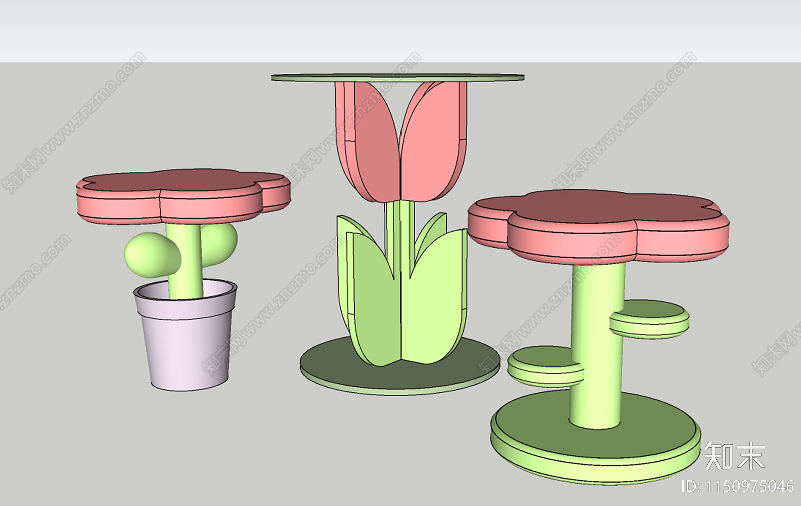 现代积木花茶几SU模型下载【ID:1150975046】