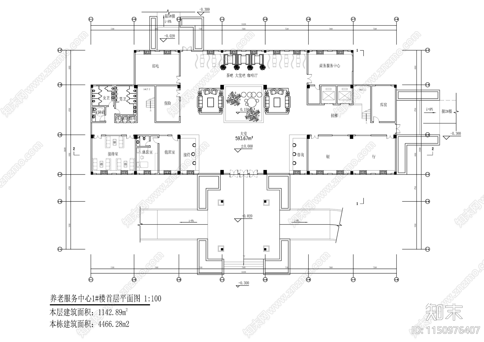 8套养老院康养建筑cad施工图下载【ID:1150976407】