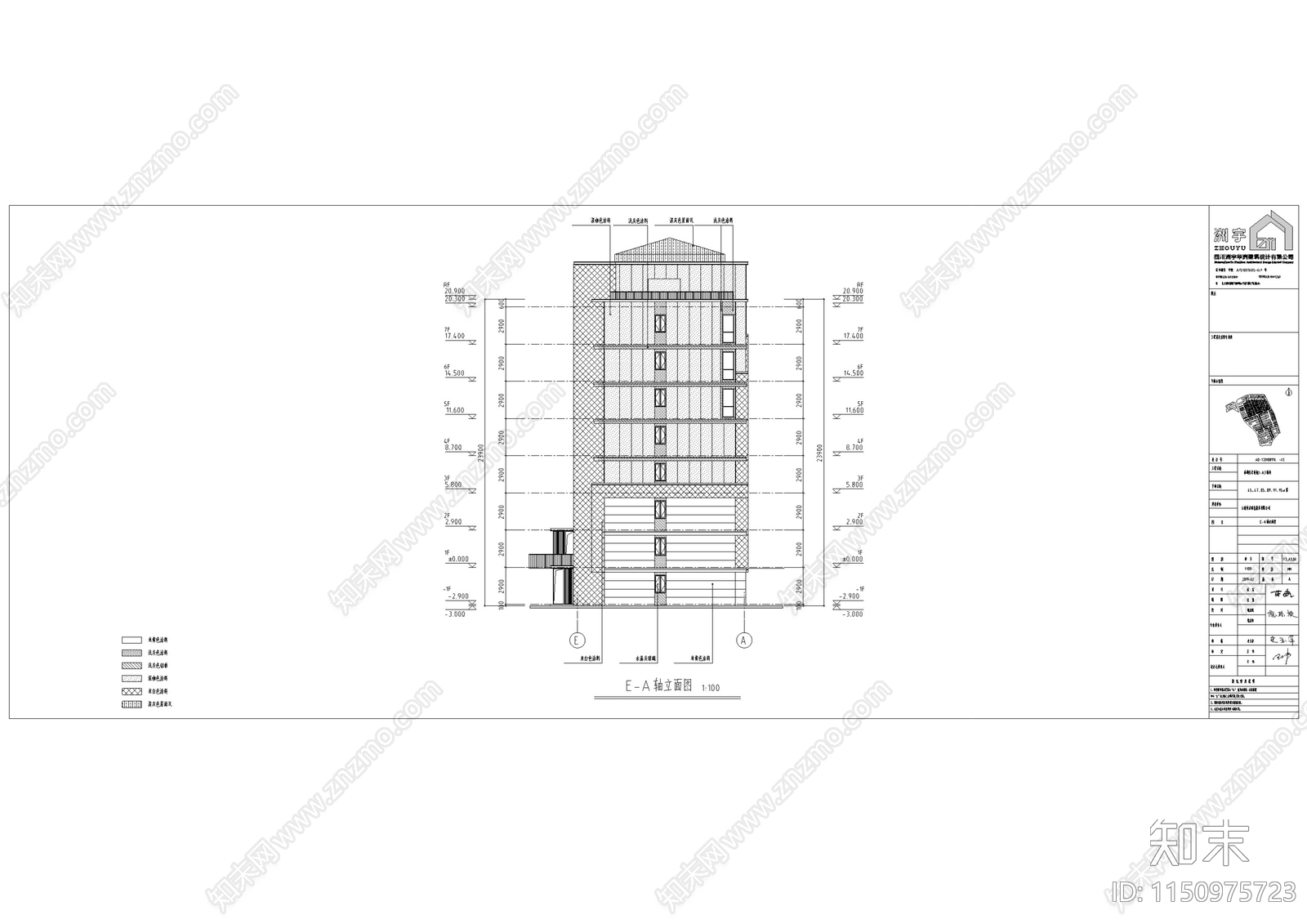 双拼洋房建筑cad施工图下载【ID:1150975723】