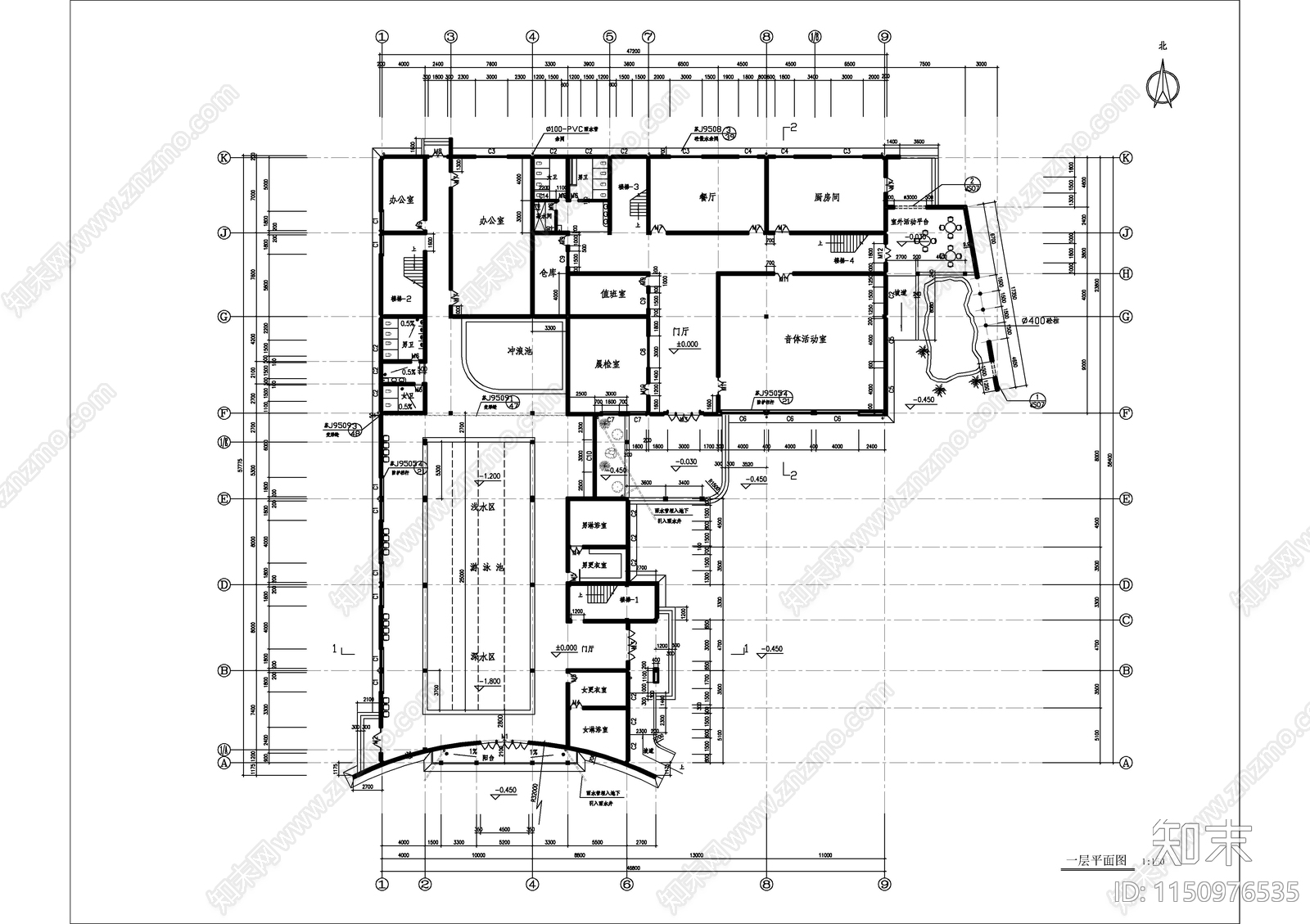 某文化娱乐会所室内cad施工图下载【ID:1150976535】