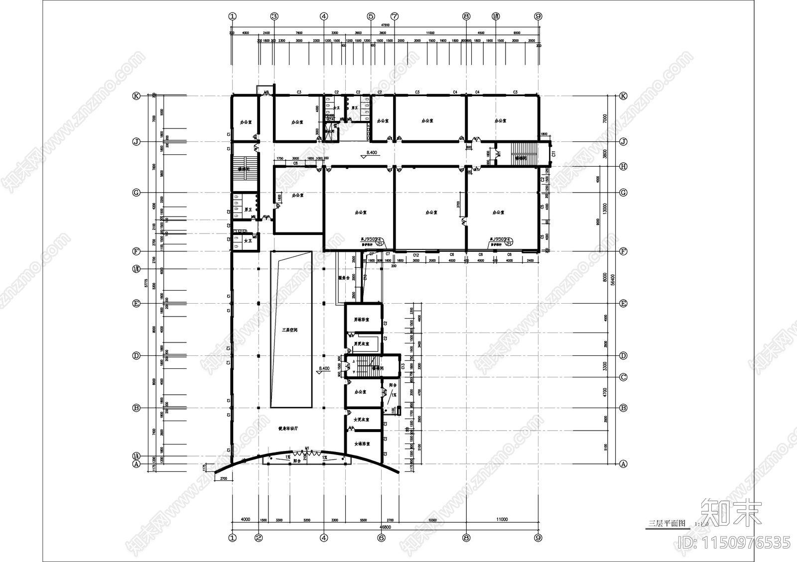 某文化娱乐会所室内cad施工图下载【ID:1150976535】