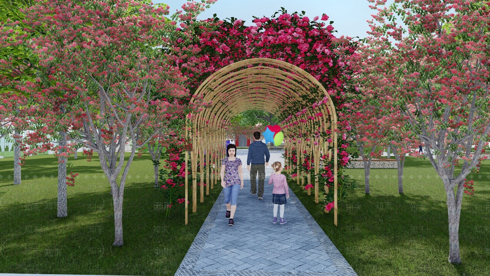 新中式乡村广场景观SU模型下载【ID:1150977072】