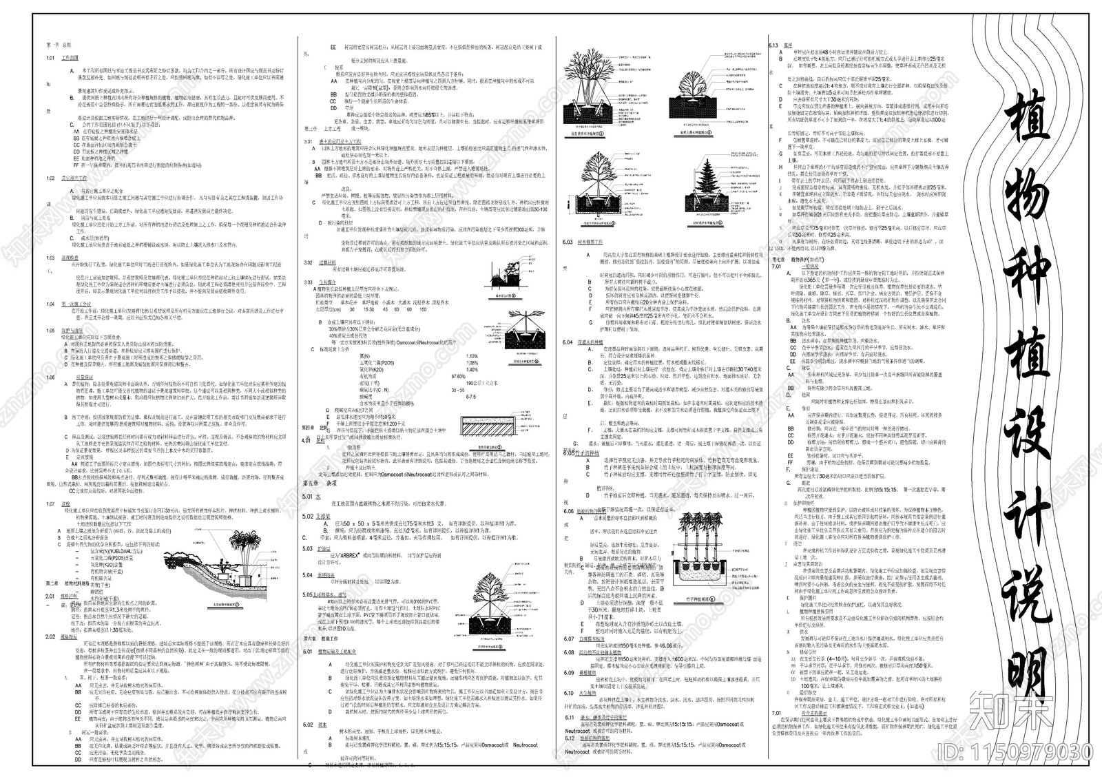 园林景观植物种植设计说明施工图下载【ID:1150979030】