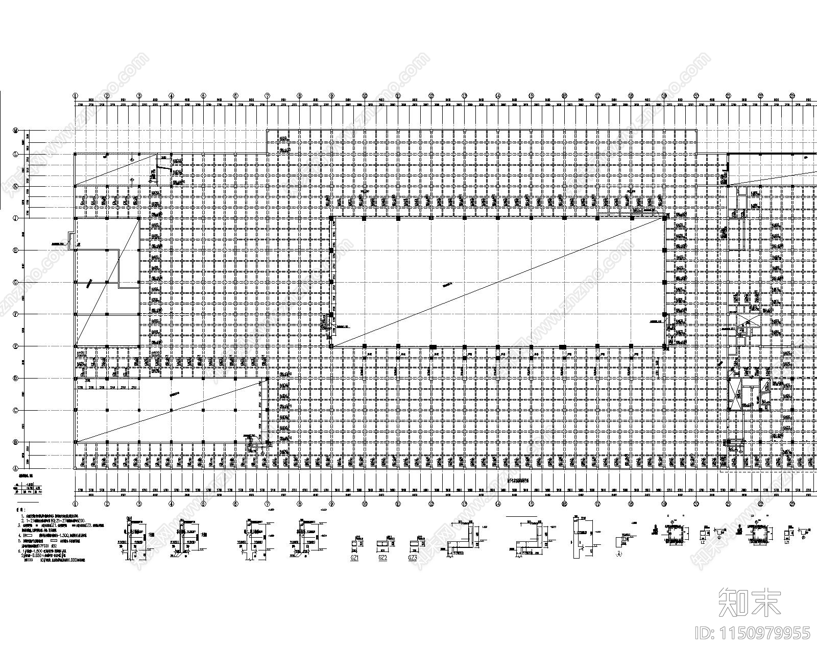 住宅地下车库结构cad施工图下载【ID:1150979955】