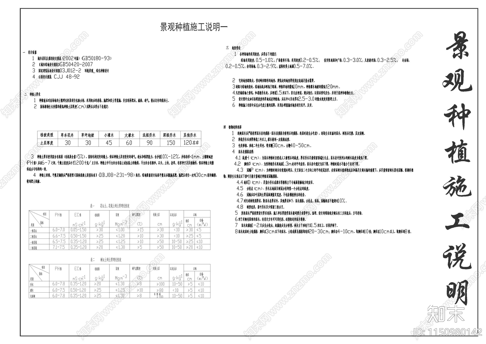 景观种植设计说明cad施工图下载【ID:1150980142】