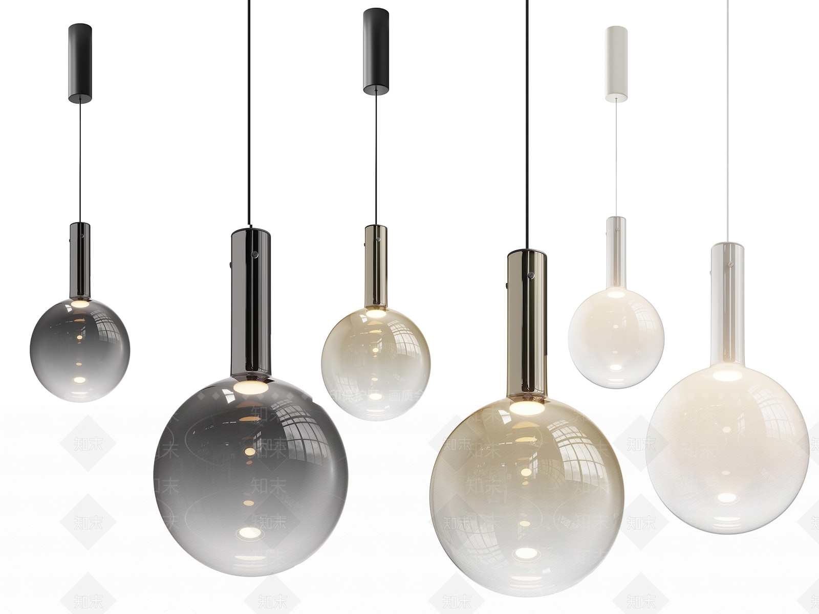 玻璃球形吊灯3D模型下载【ID:1150980545】