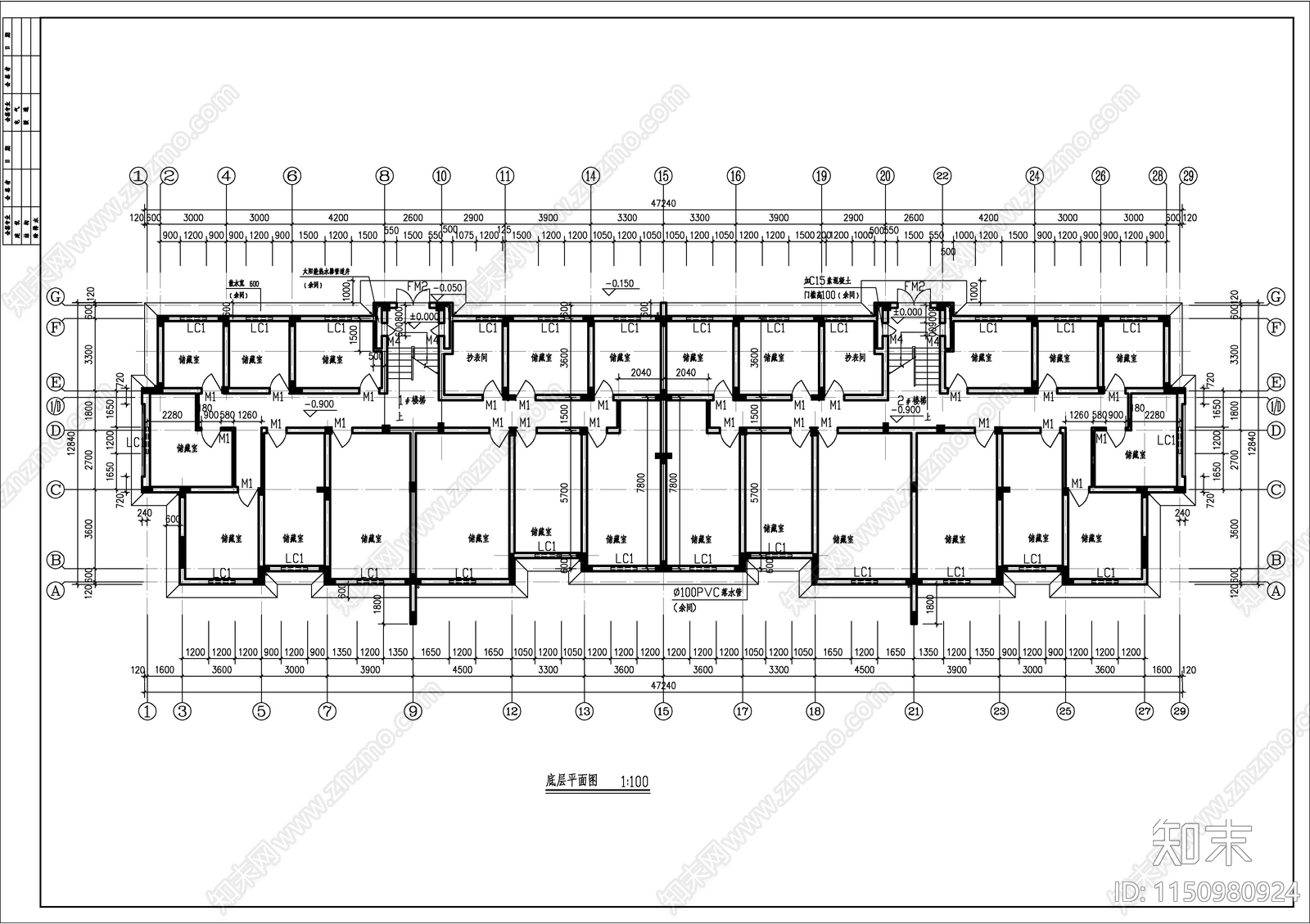 某小高层商住楼建筑cad施工图下载【ID:1150980924】