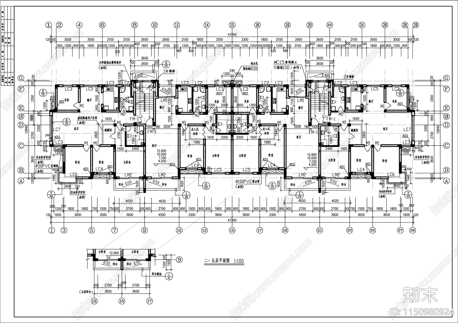 某小高层商住楼建筑cad施工图下载【ID:1150980924】