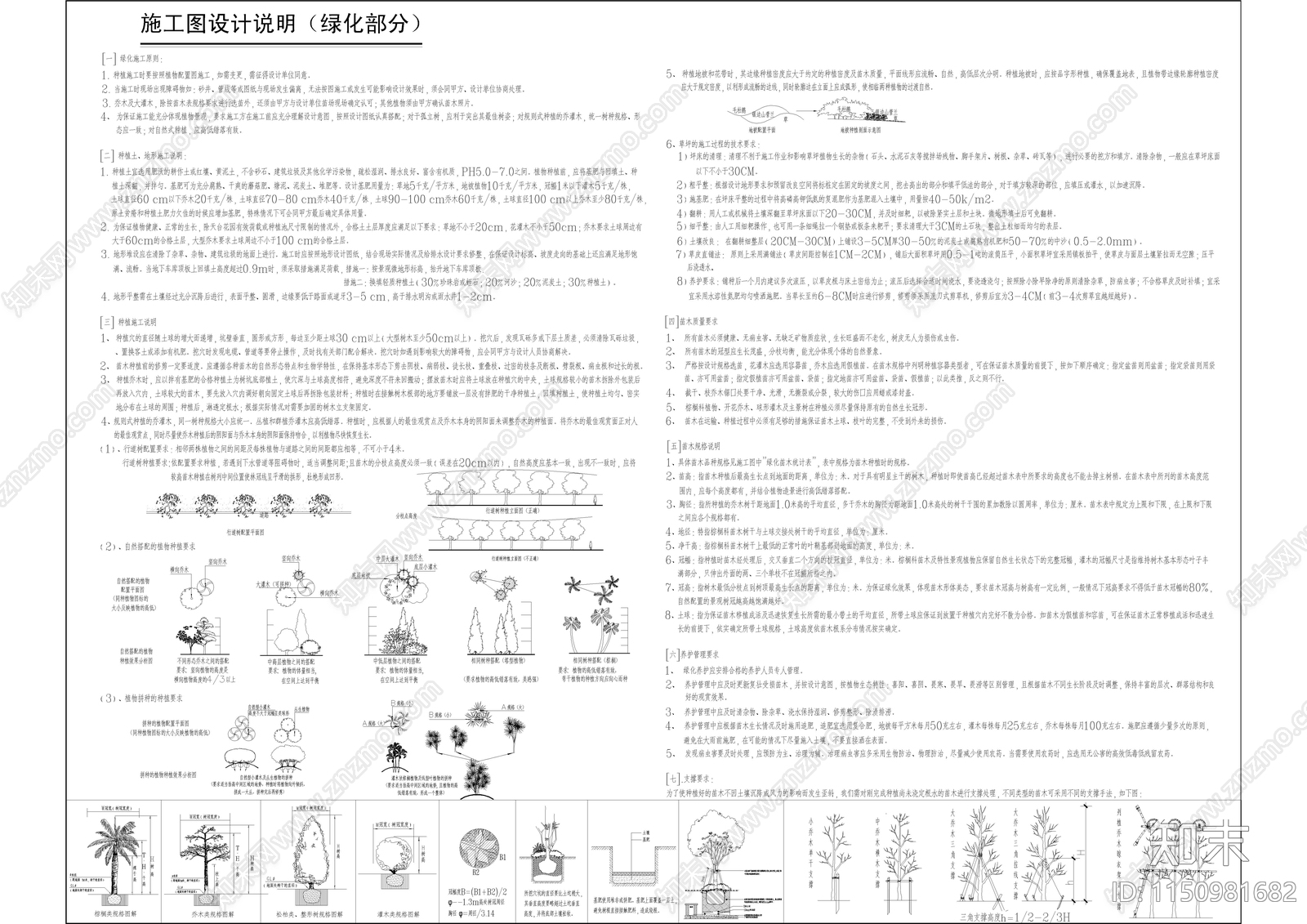 绿化部分施工图设计说明cad施工图下载【ID:1150981682】