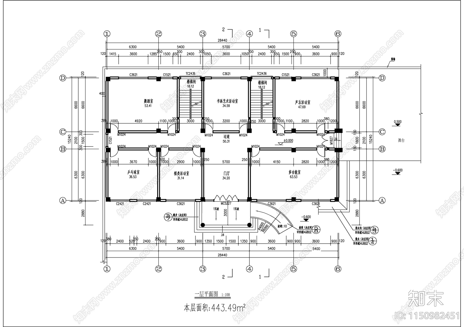 某小型少年宫建筑施工图下载【ID:1150982451】