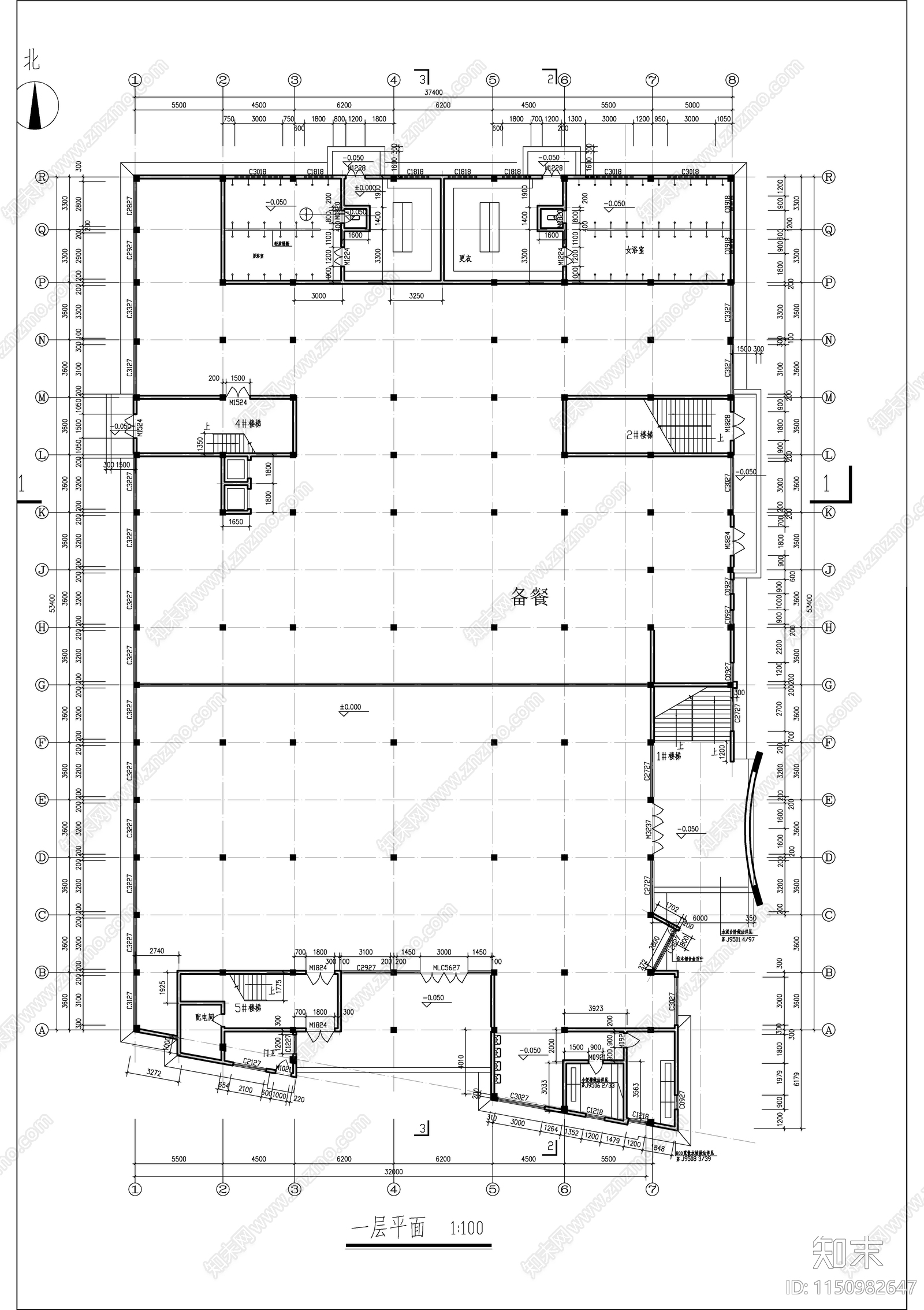 某北方学校宿舍建筑cad施工图下载【ID:1150982647】