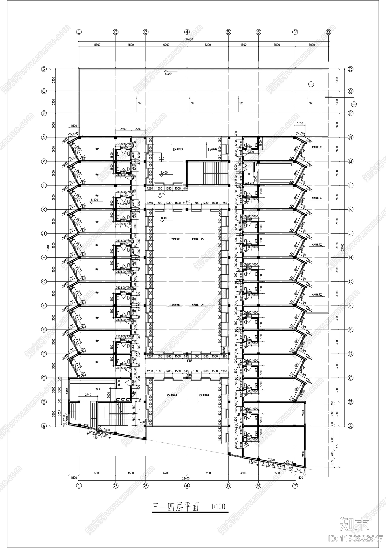 某北方学校宿舍建筑cad施工图下载【ID:1150982647】
