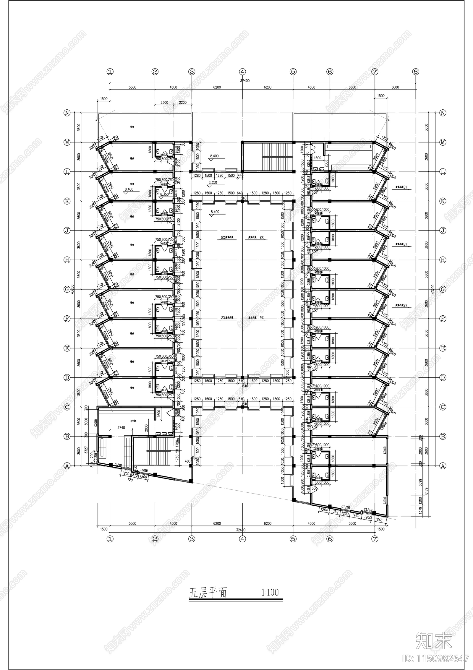 某北方学校宿舍建筑cad施工图下载【ID:1150982647】