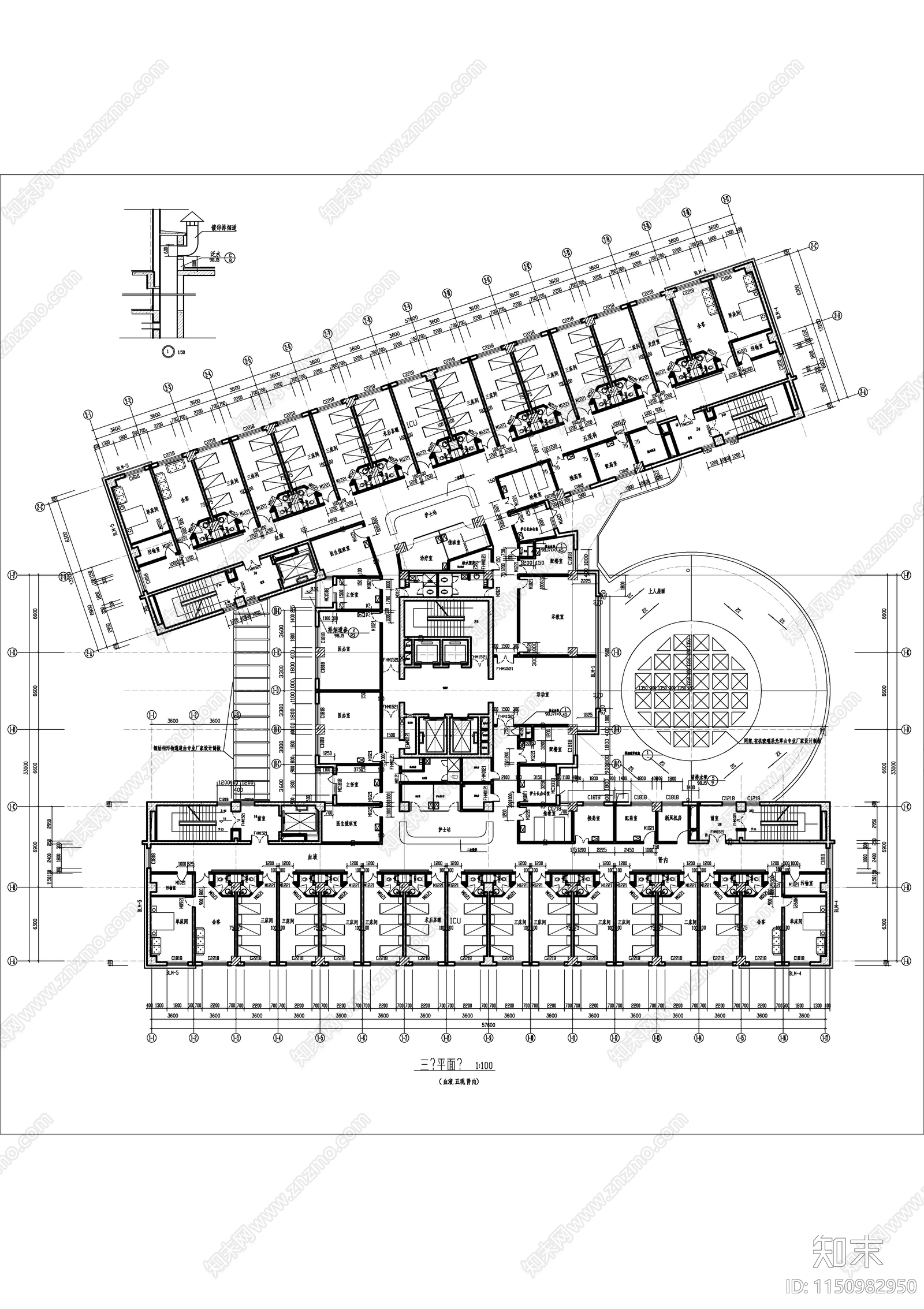 某第一中心医院建筑cad施工图下载【ID:1150982950】