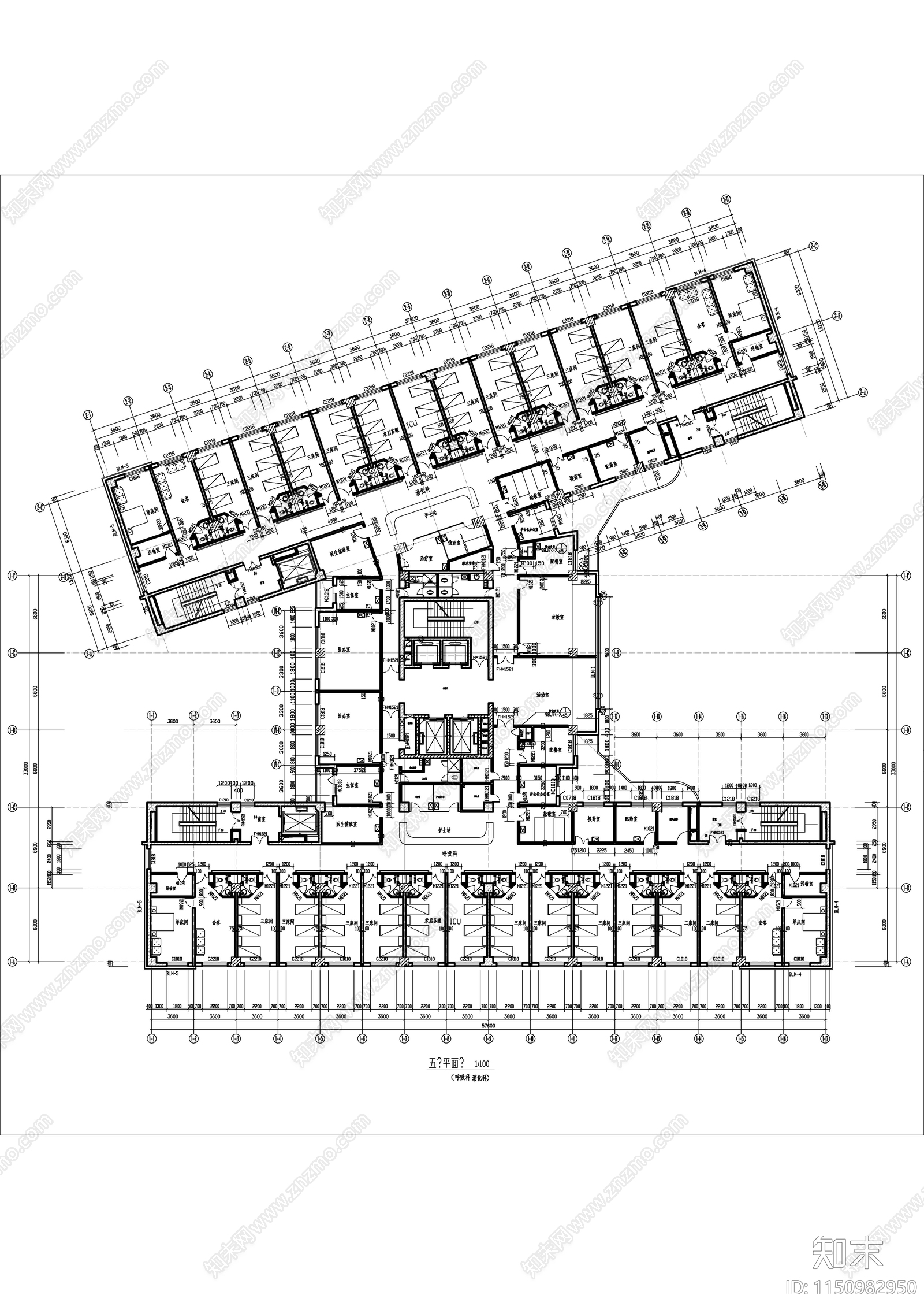 某第一中心医院建筑cad施工图下载【ID:1150982950】