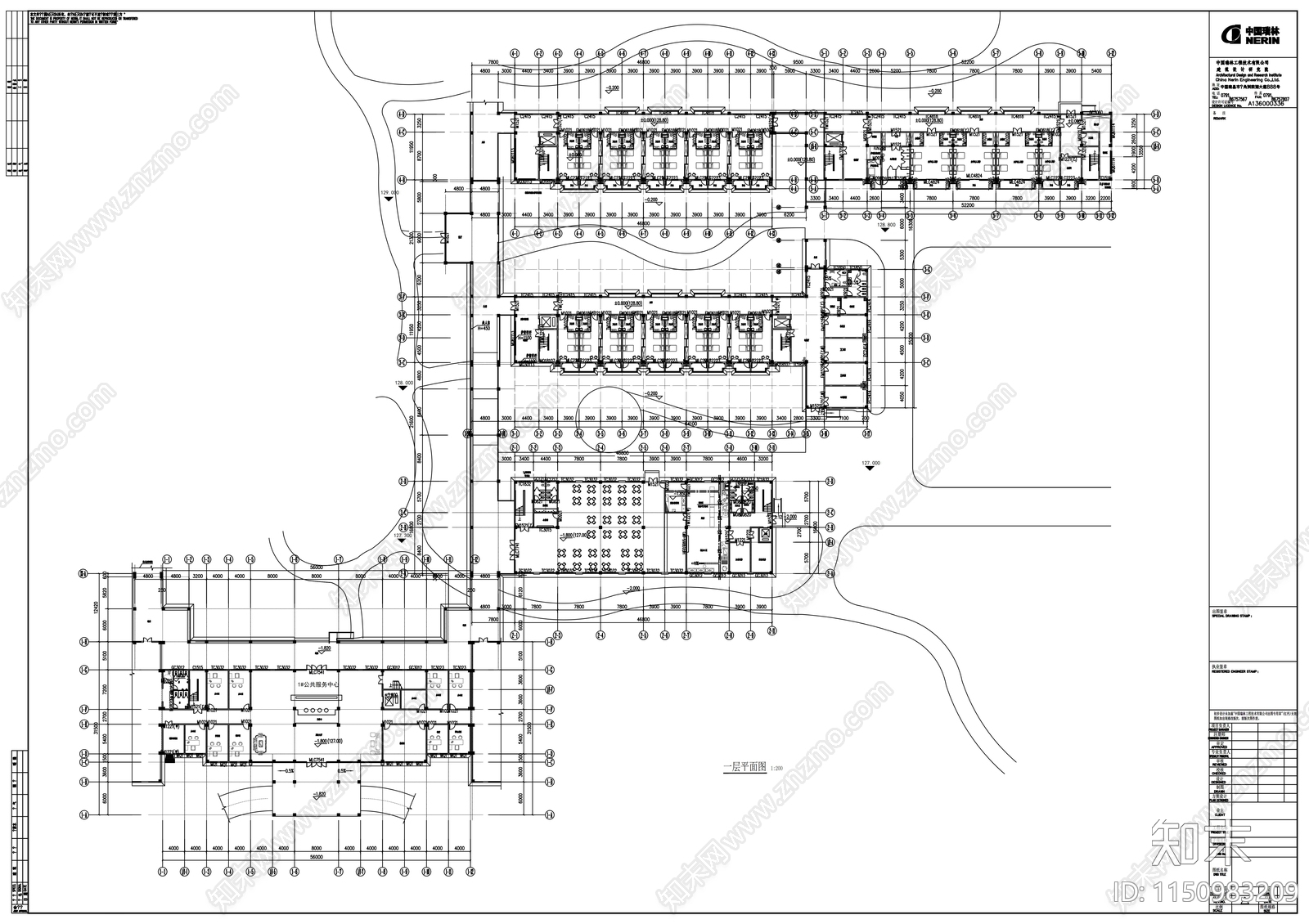 4层社会福利院中心建筑cad施工图下载【ID:1150983209】