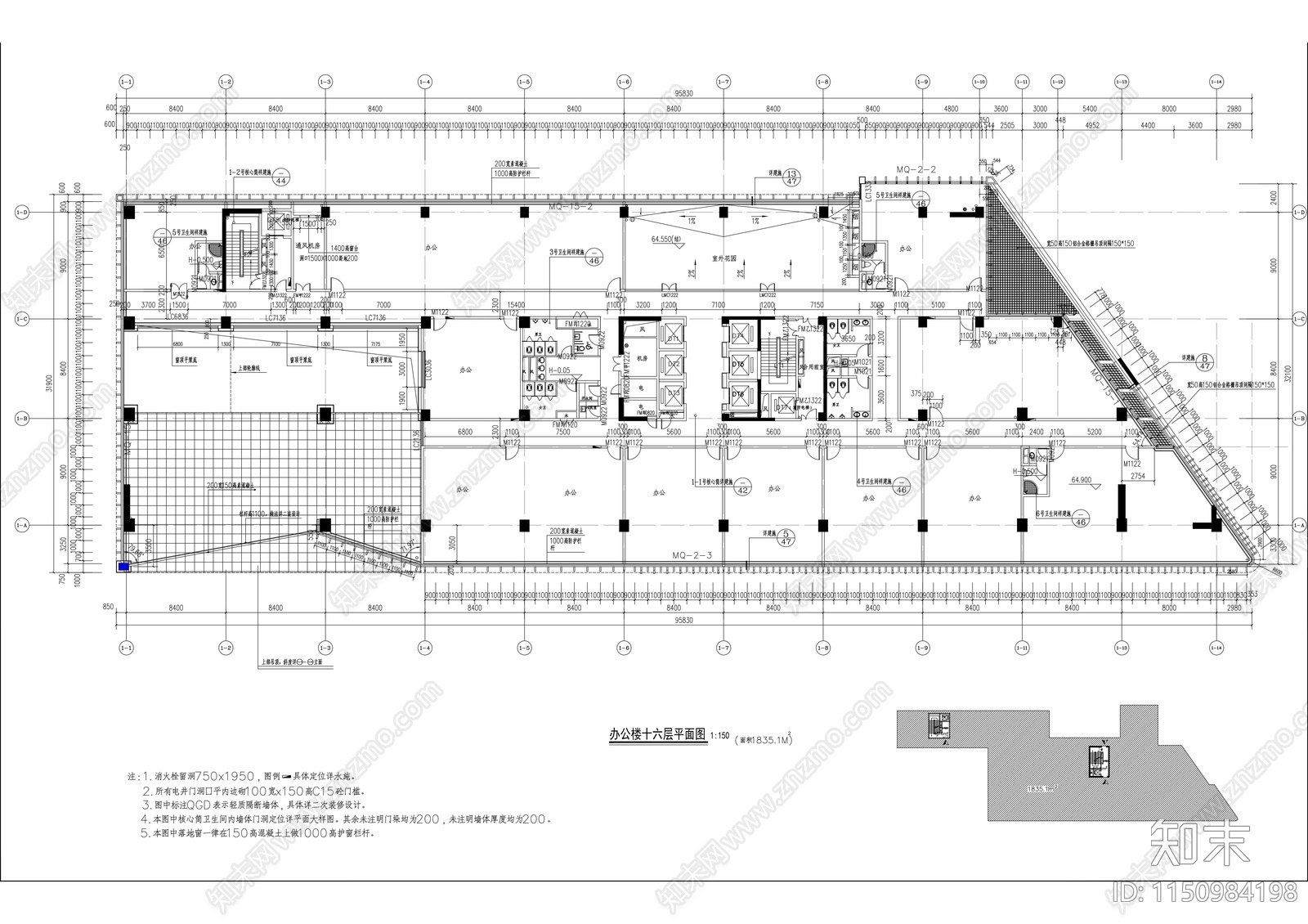 高层框剪结构省级中医院建筑cad施工图下载【ID:1150984198】