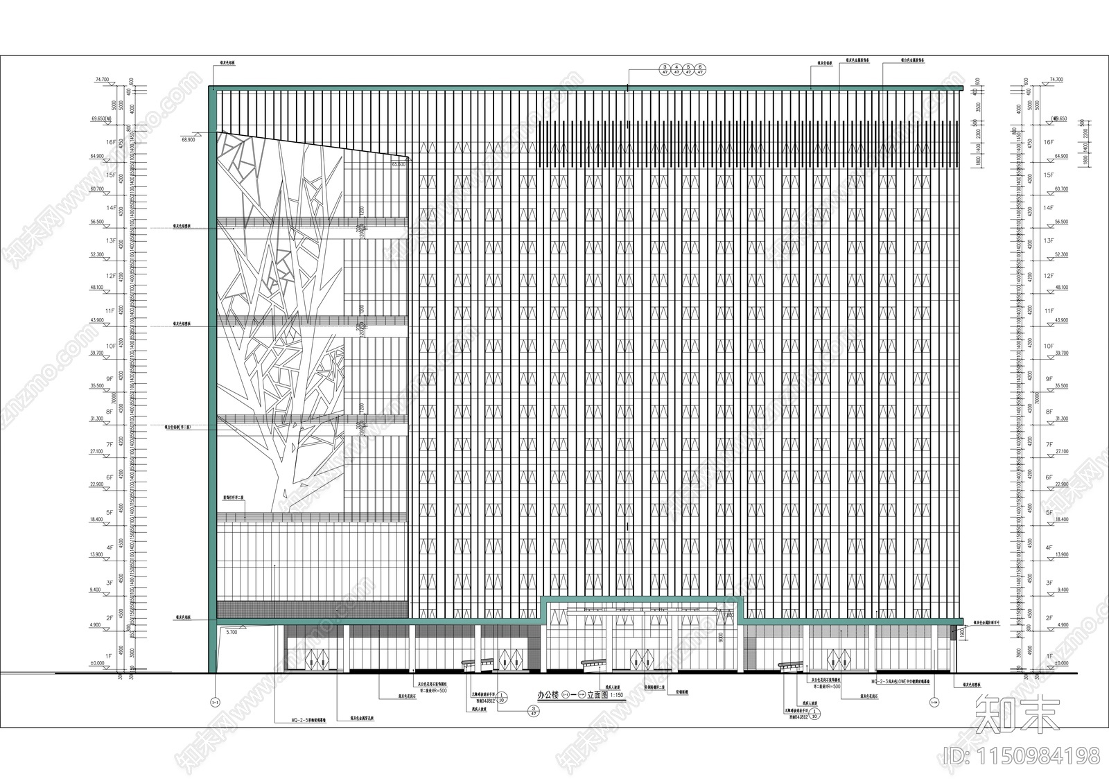 高层框剪结构省级中医院建筑cad施工图下载【ID:1150984198】