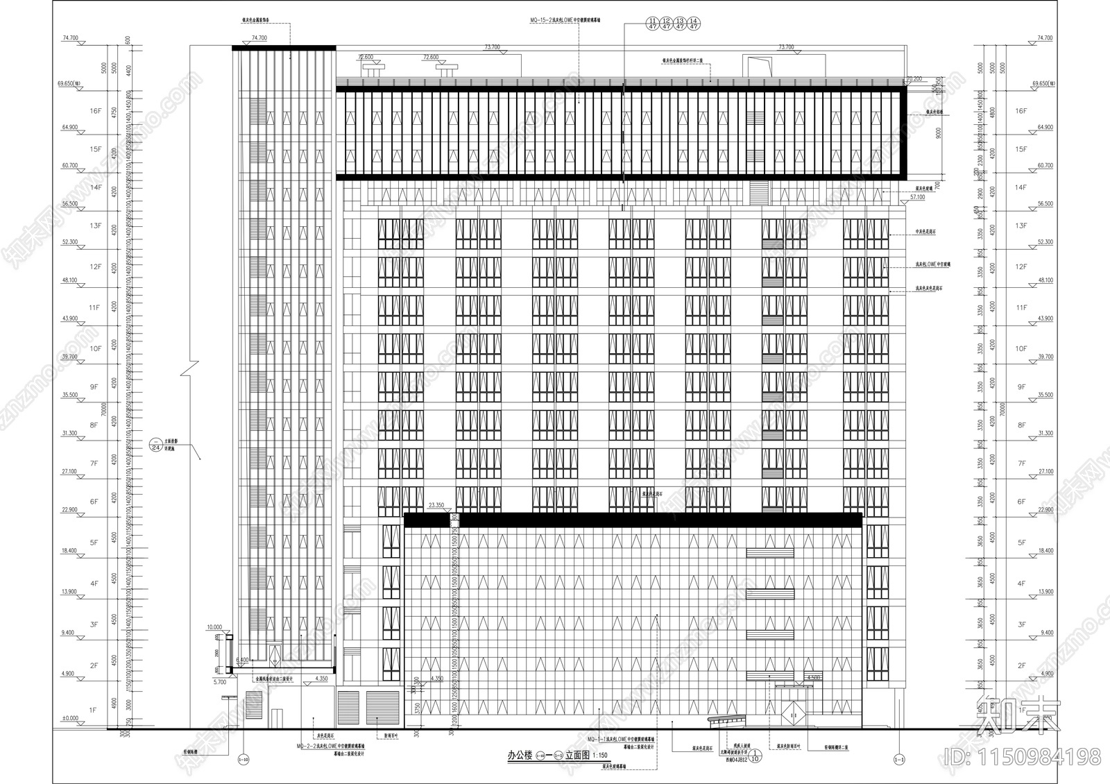 高层框剪结构省级中医院建筑cad施工图下载【ID:1150984198】