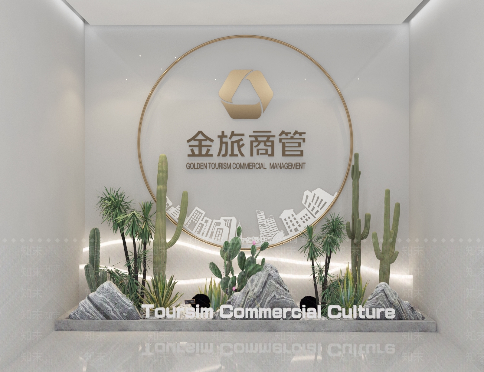 现代电梯间背景绿植3D模型下载【ID:1150984797】