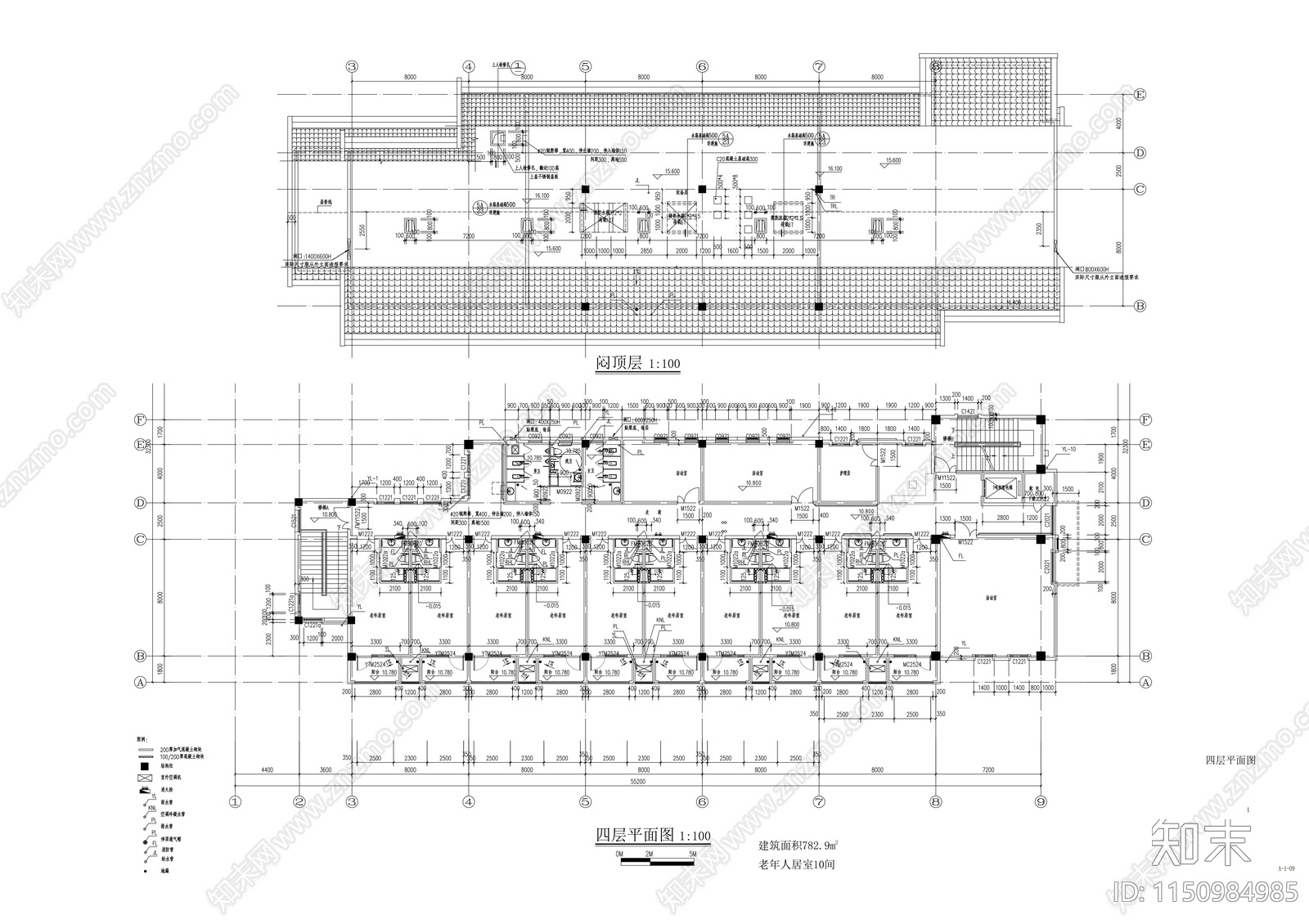 四层福利院建筑cad施工图下载【ID:1150984985】