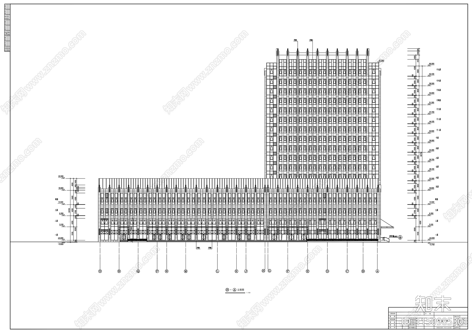 现代风格高层市级军区医院建筑cad施工图下载【ID:1150985301】