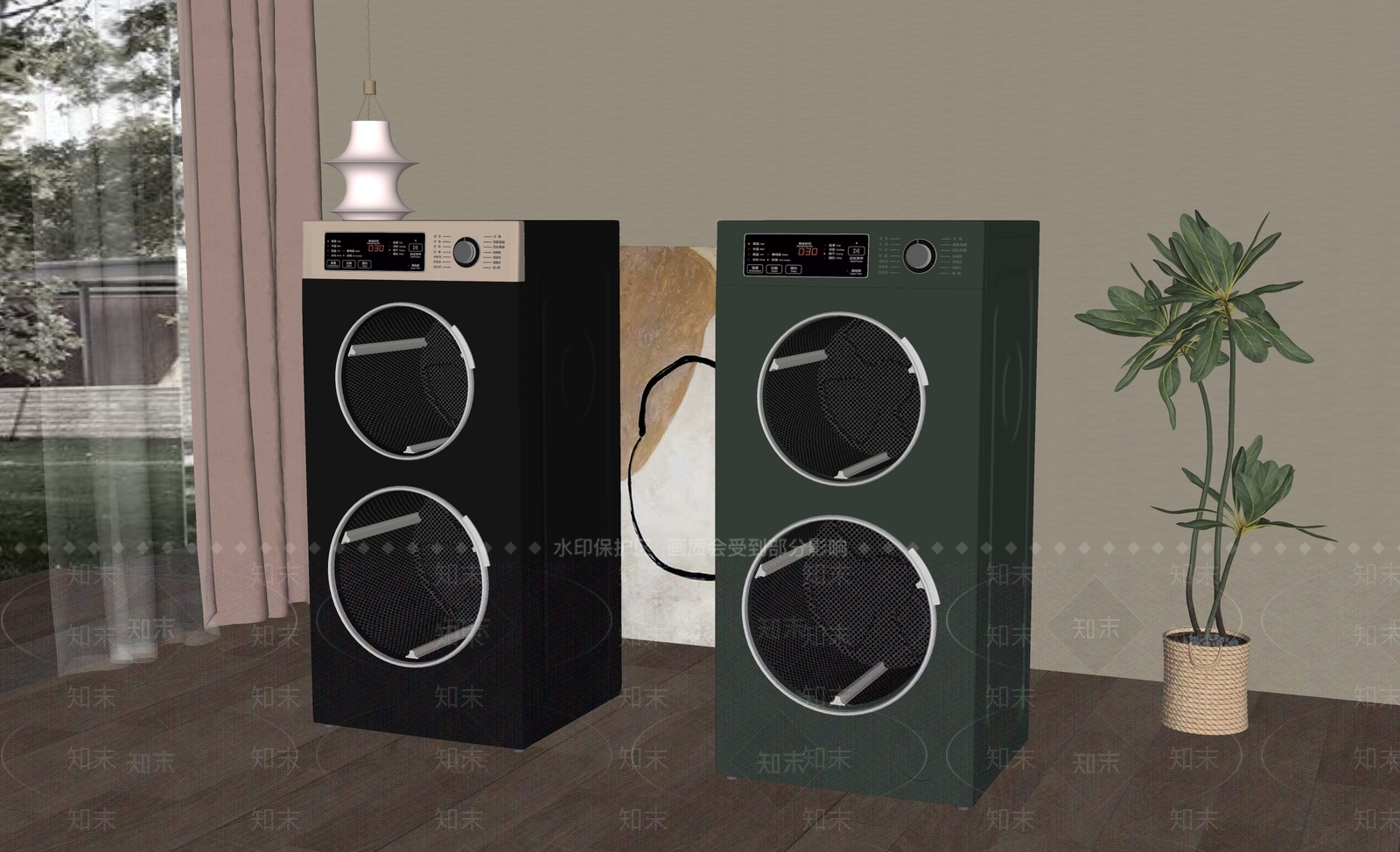 洗衣机烘干机组合SU模型下载【ID:1150986268】