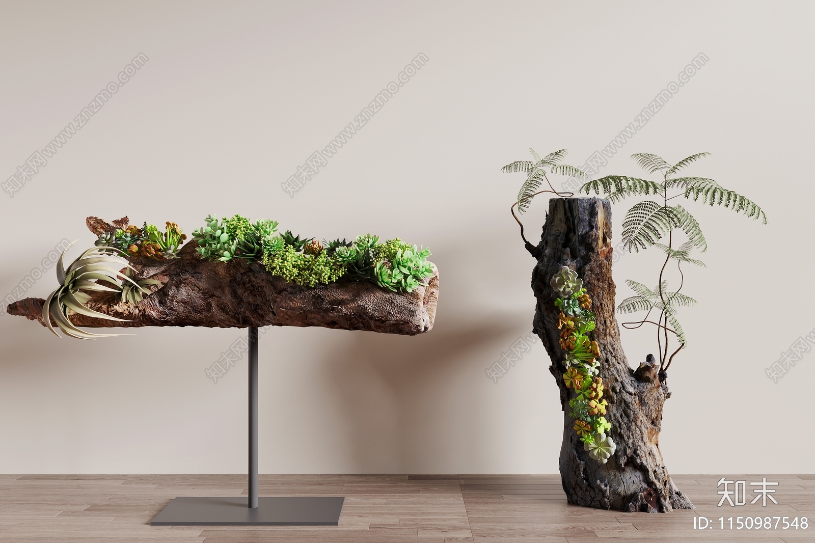 现代枯木造型绿植盆景3D模型下载【ID:1150987548】