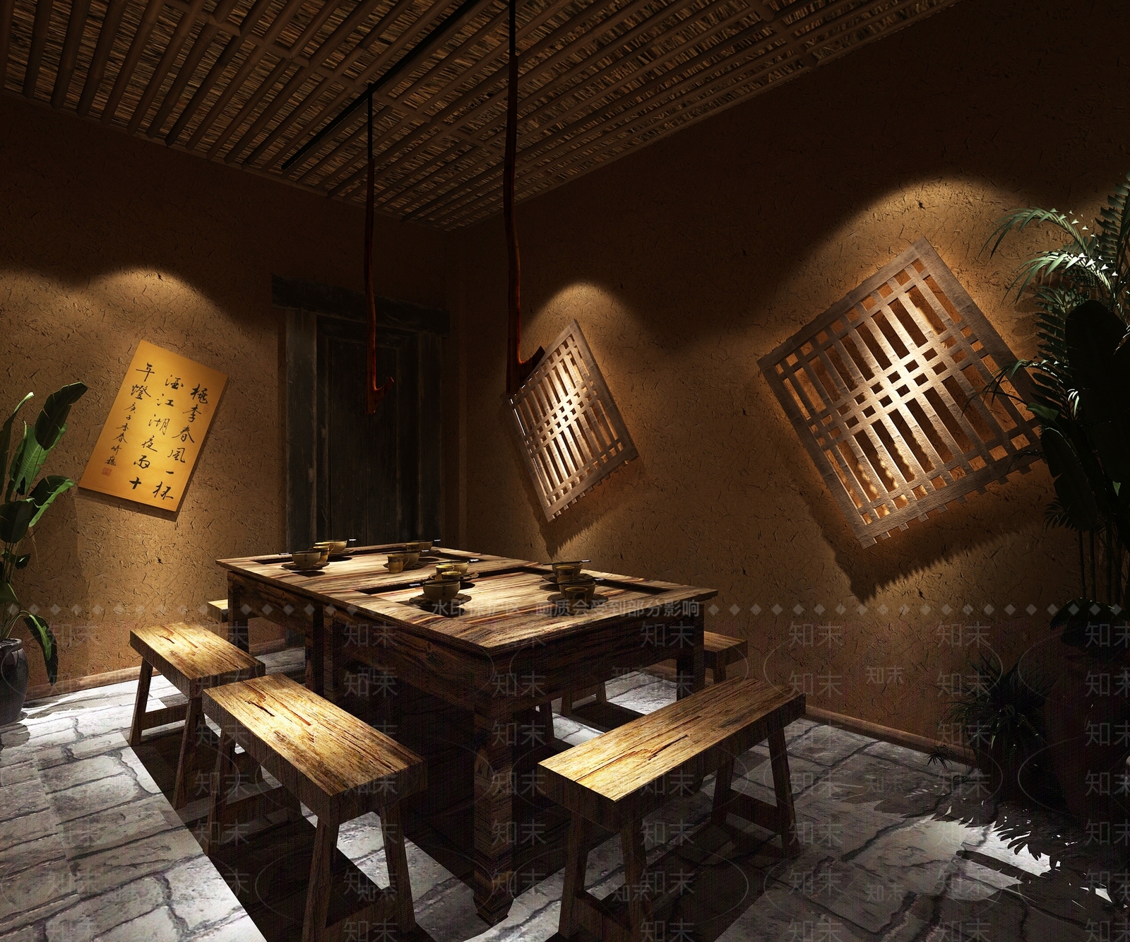 中式中餐厅3D模型下载【ID:1214249899】