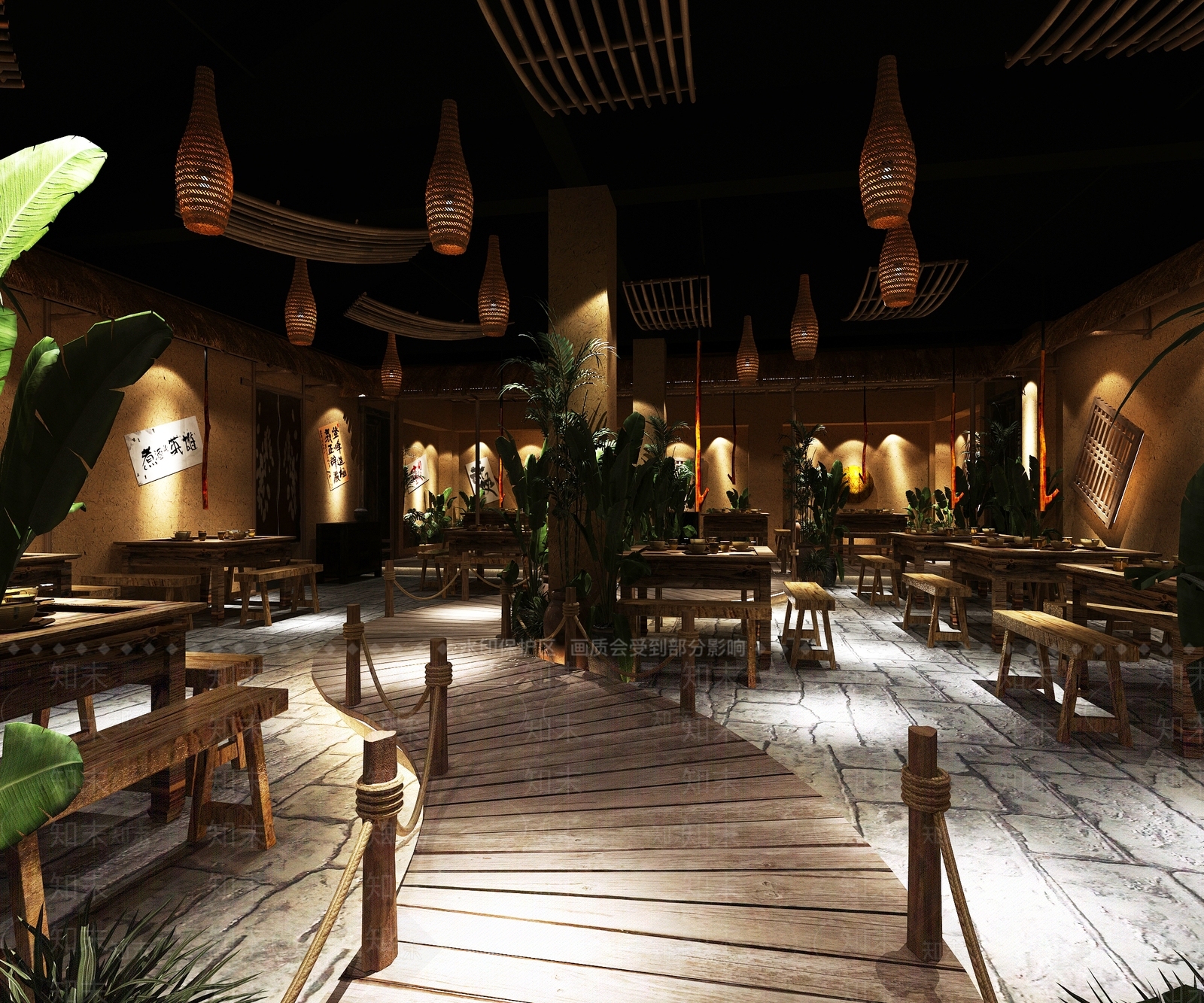 中式复古江湖餐厅3D模型下载【ID:1150993181】
