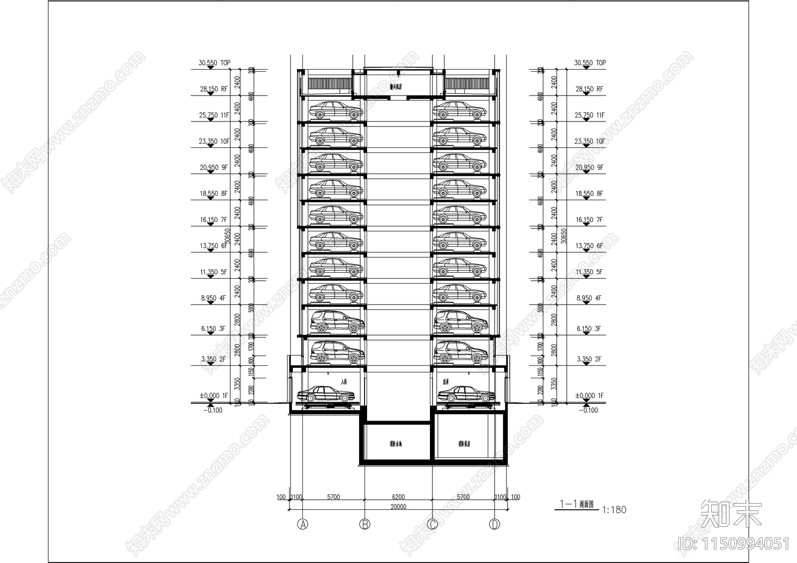 自动机械停车楼建筑结构水电施工图下载【ID:1150994051】