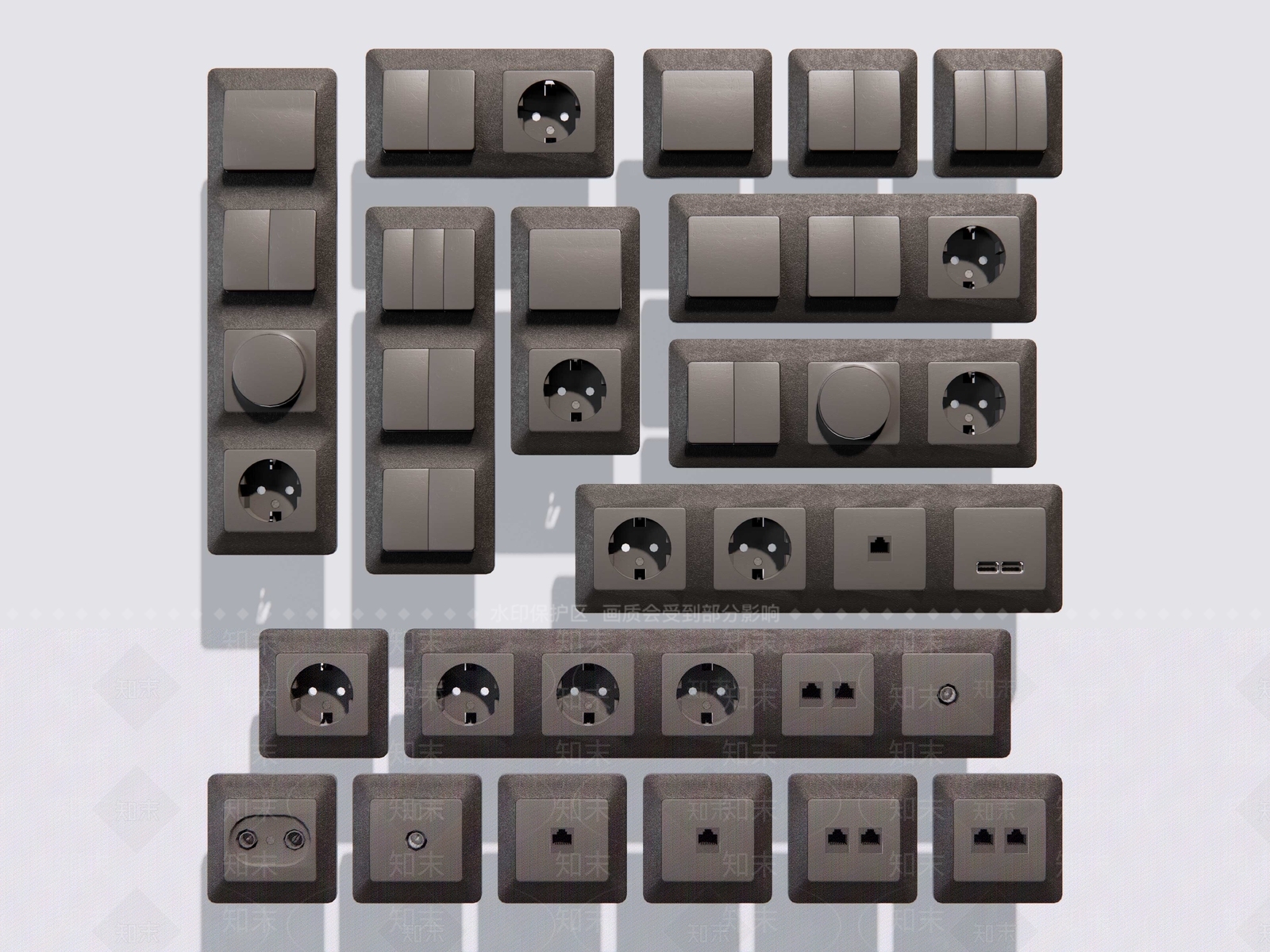 现代插座面板开关SU模型下载【ID:1150996065】
