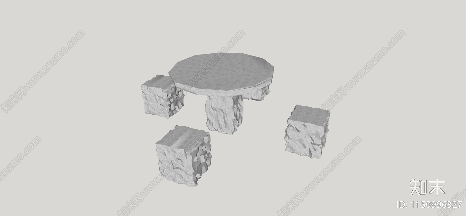 中式石桌椅组合SU模型下载【ID:1150996327】