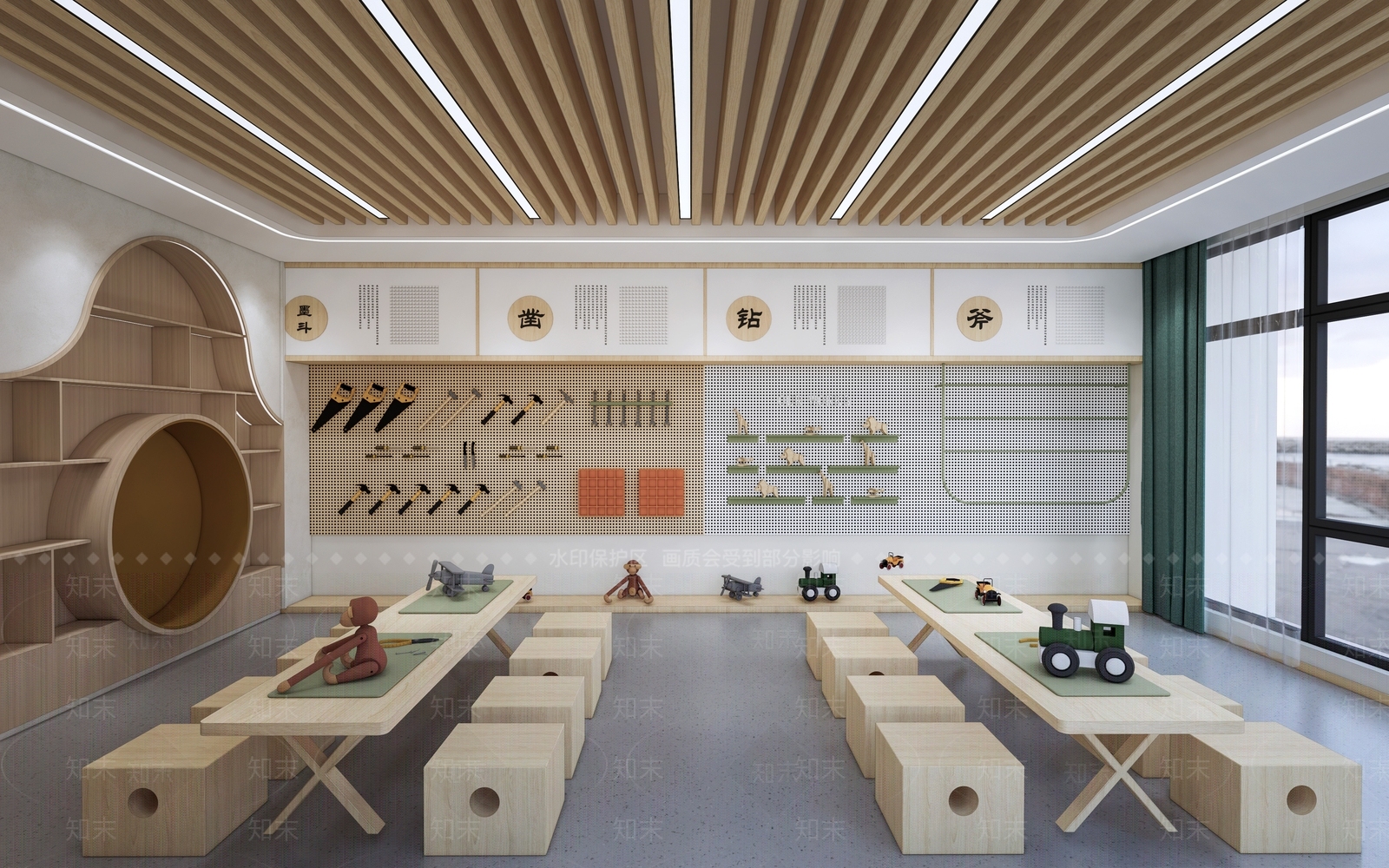 现代手工教室SU模型下载【ID:1150996971】