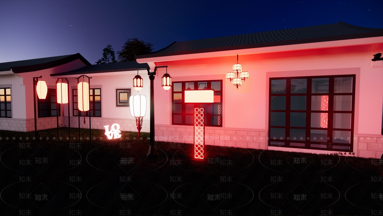 新中式灯具组合SU模型下载【ID:1151002015】