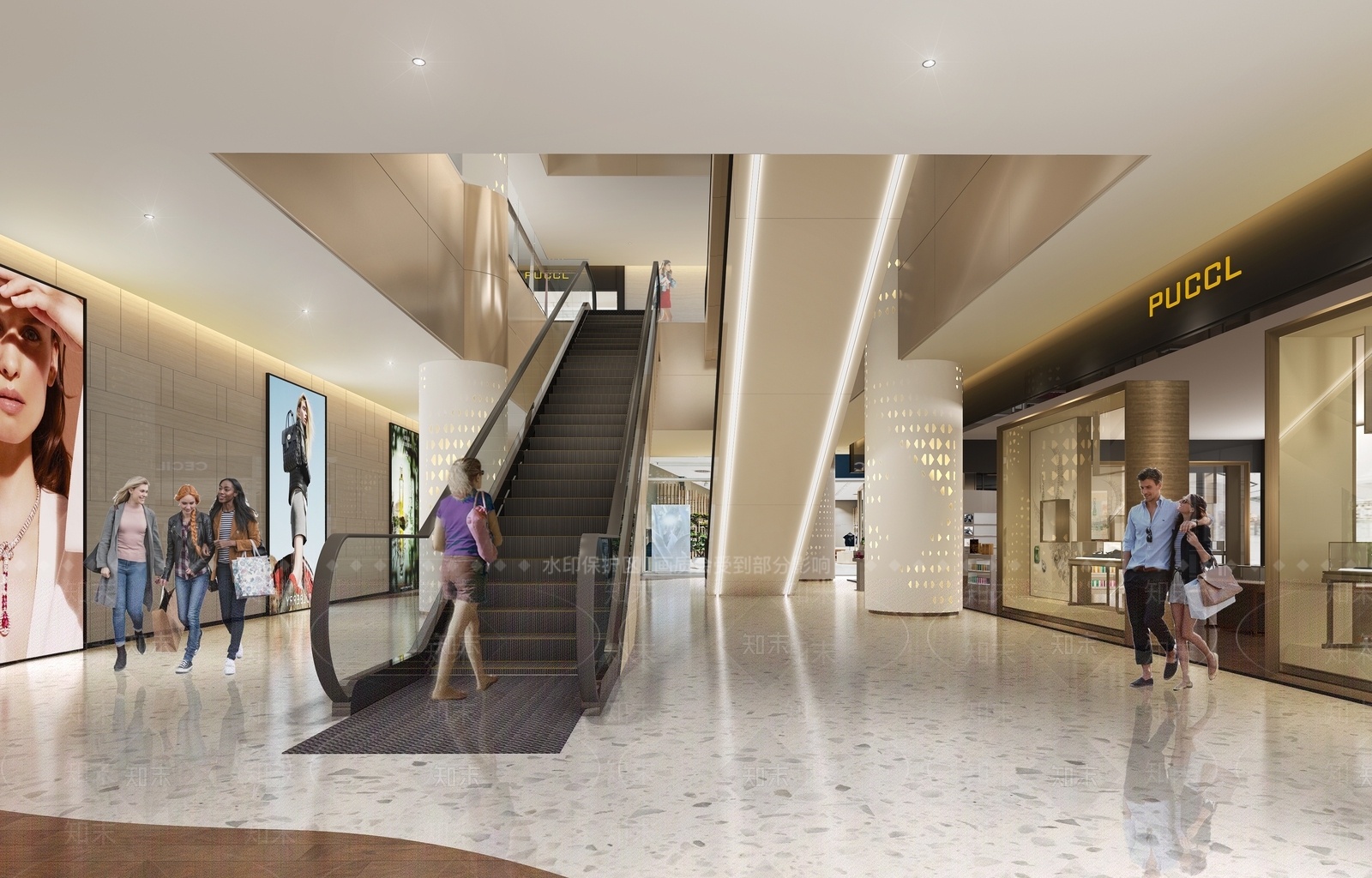 现代商城扶手电梯3D模型下载【ID:1151002602】