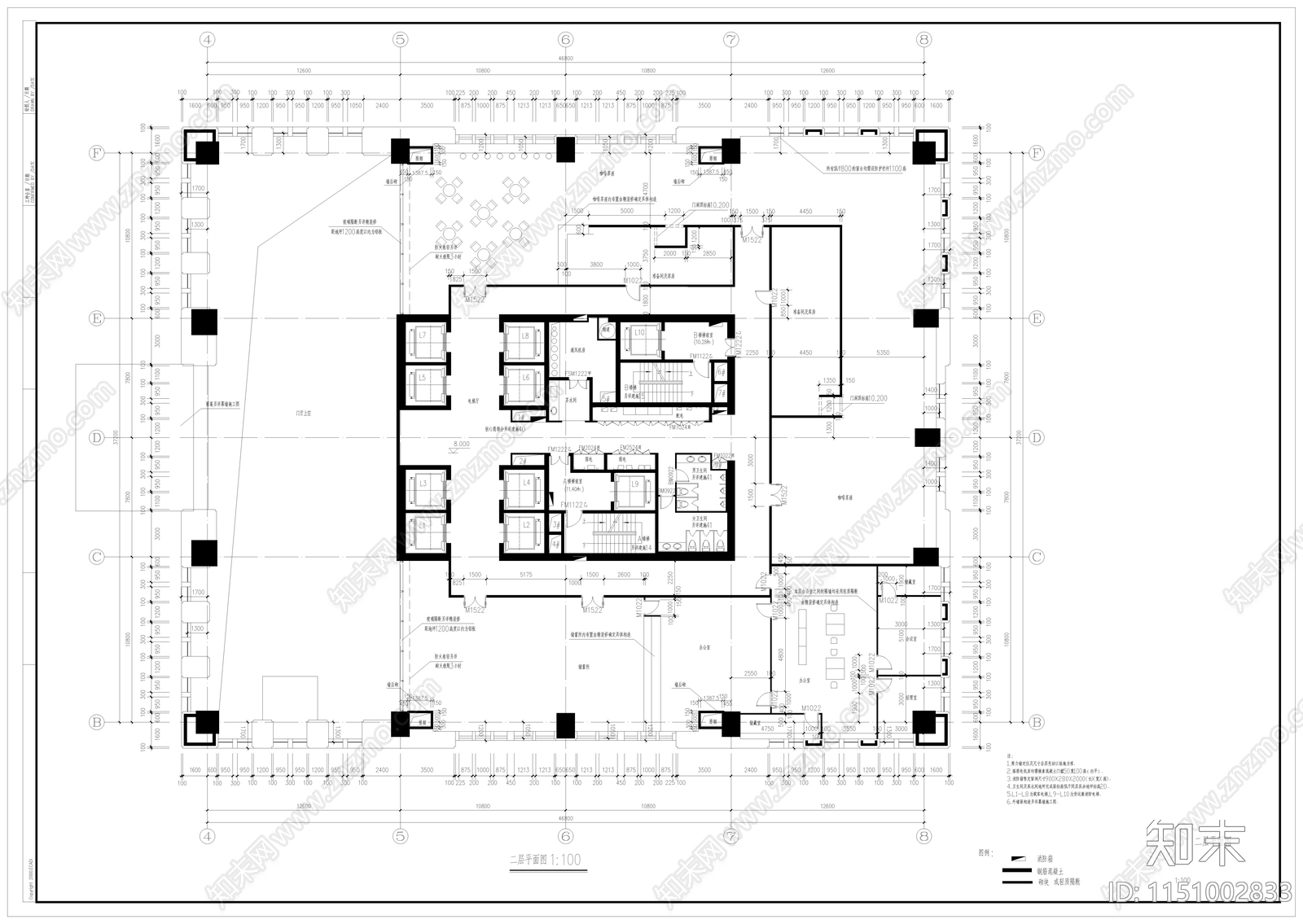 上海某地块超高层办公室内cad施工图下载【ID:1151002833】