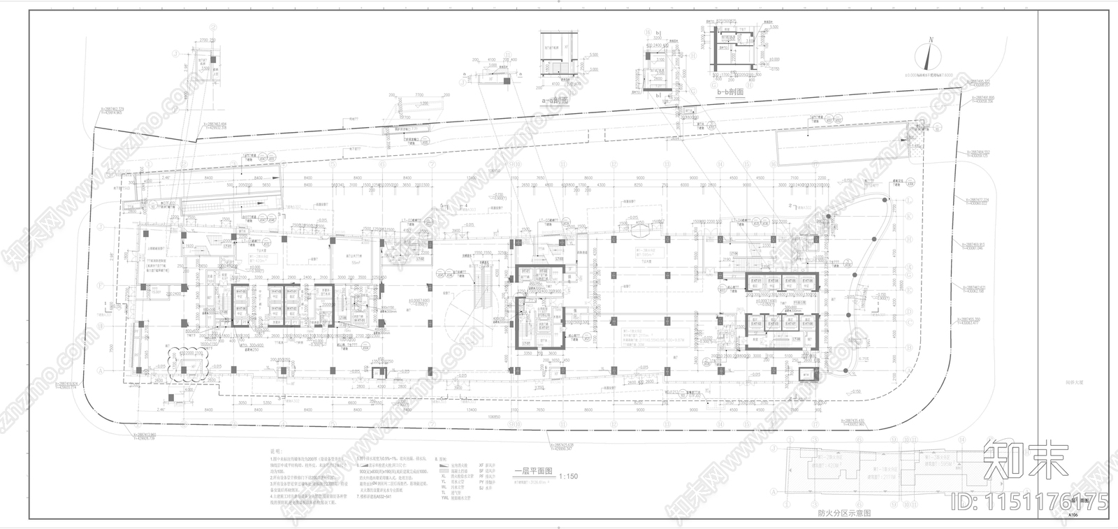 福州闽侨大厦超高层办公楼建筑cad施工图下载【ID:1151176175】