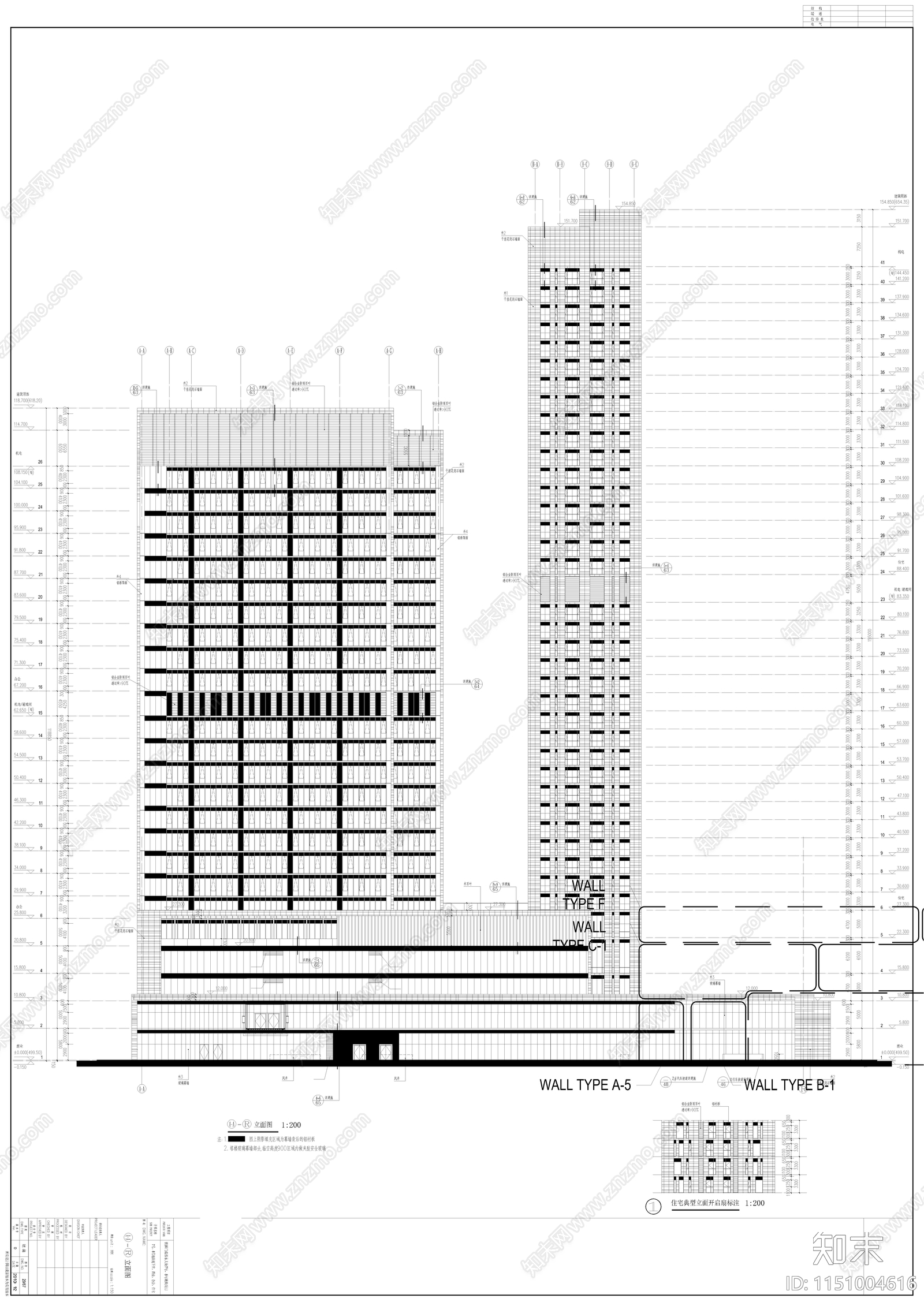 成都东大街某超高层办公楼建筑cad施工图下载【ID:1151004616】