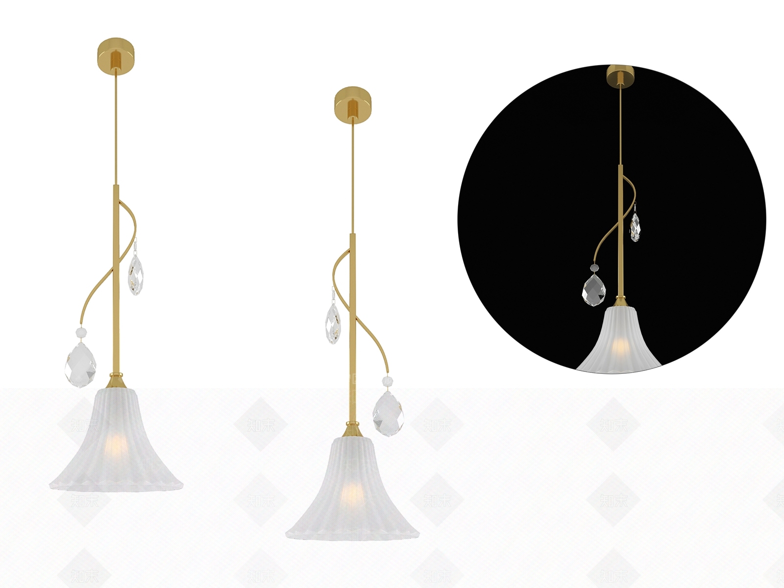 北欧轻奢异形吊灯3D模型下载【ID:1151005435】