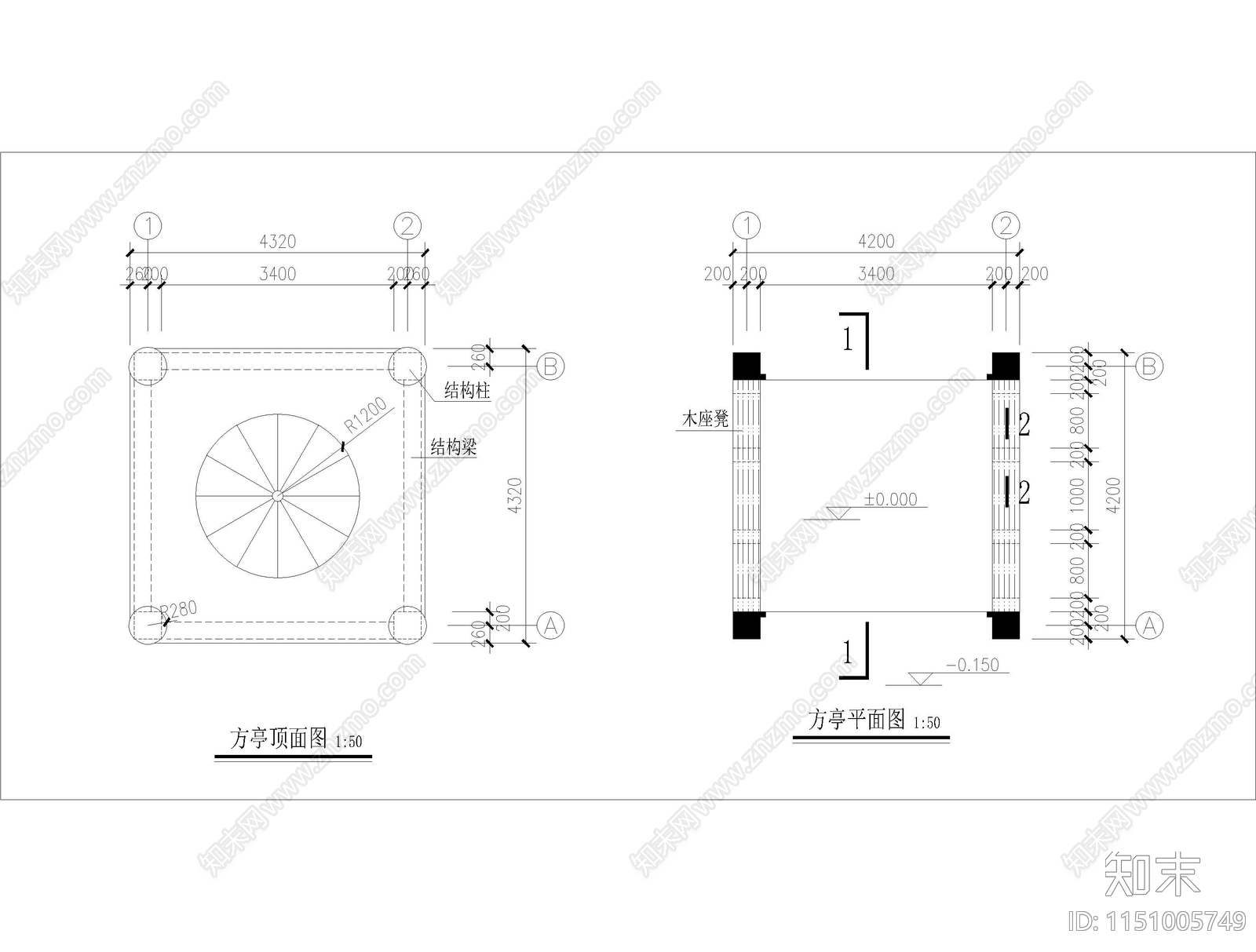 外国风格凉亭阿拉伯风格方亭景观施工图下载【ID:1151005749】