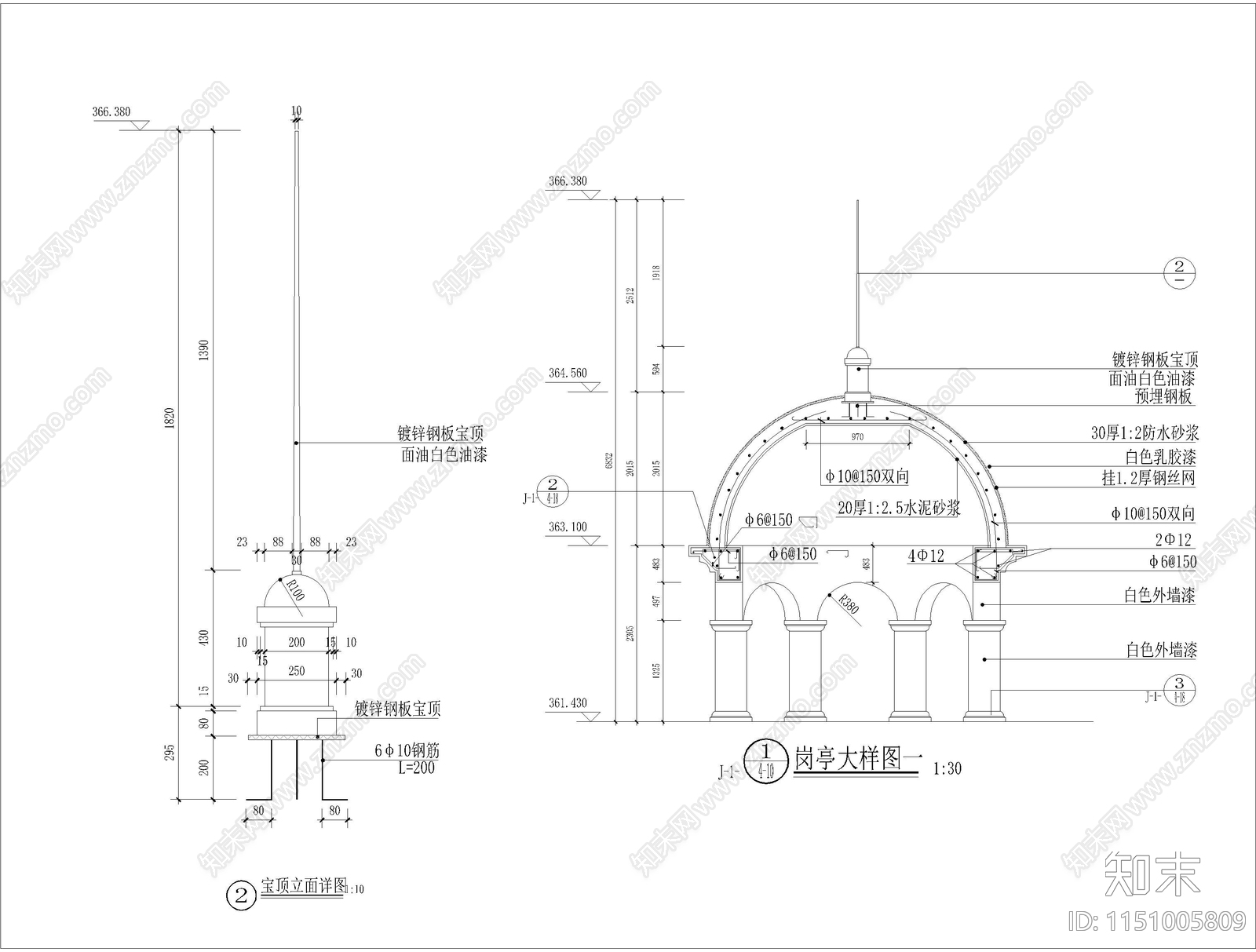 西方风格岗亭详图cad施工图下载【ID:1151005809】
