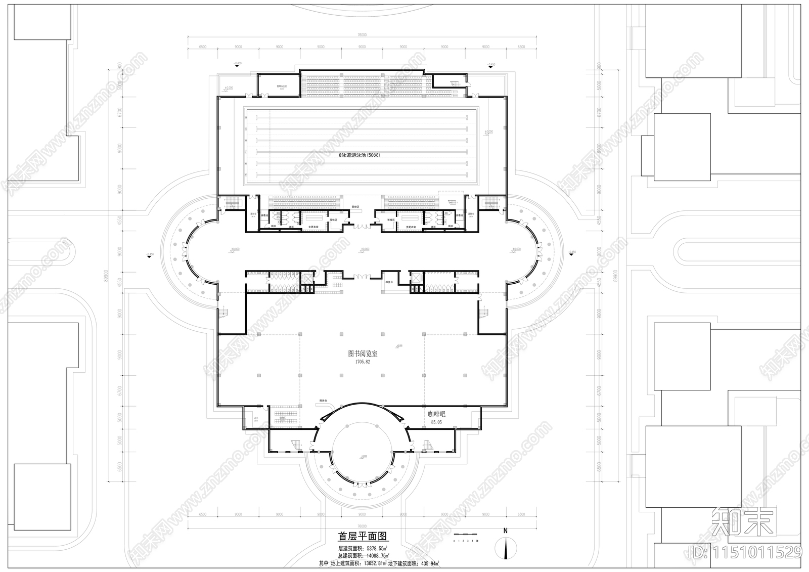 某高中学校综合图书馆施工图下载【ID:1151011529】