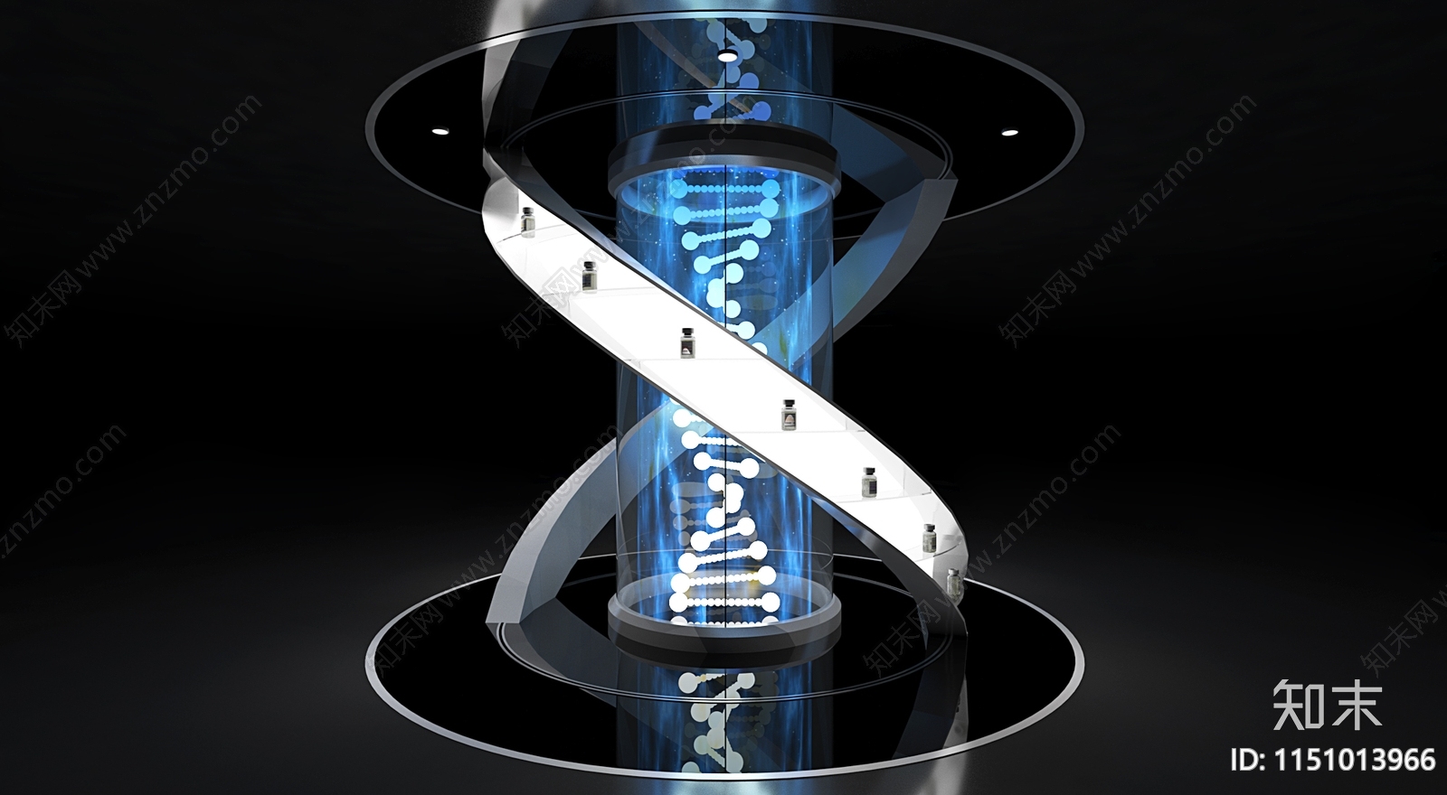 现代生物医药双螺旋科技展台3D模型下载【ID:1151013966】