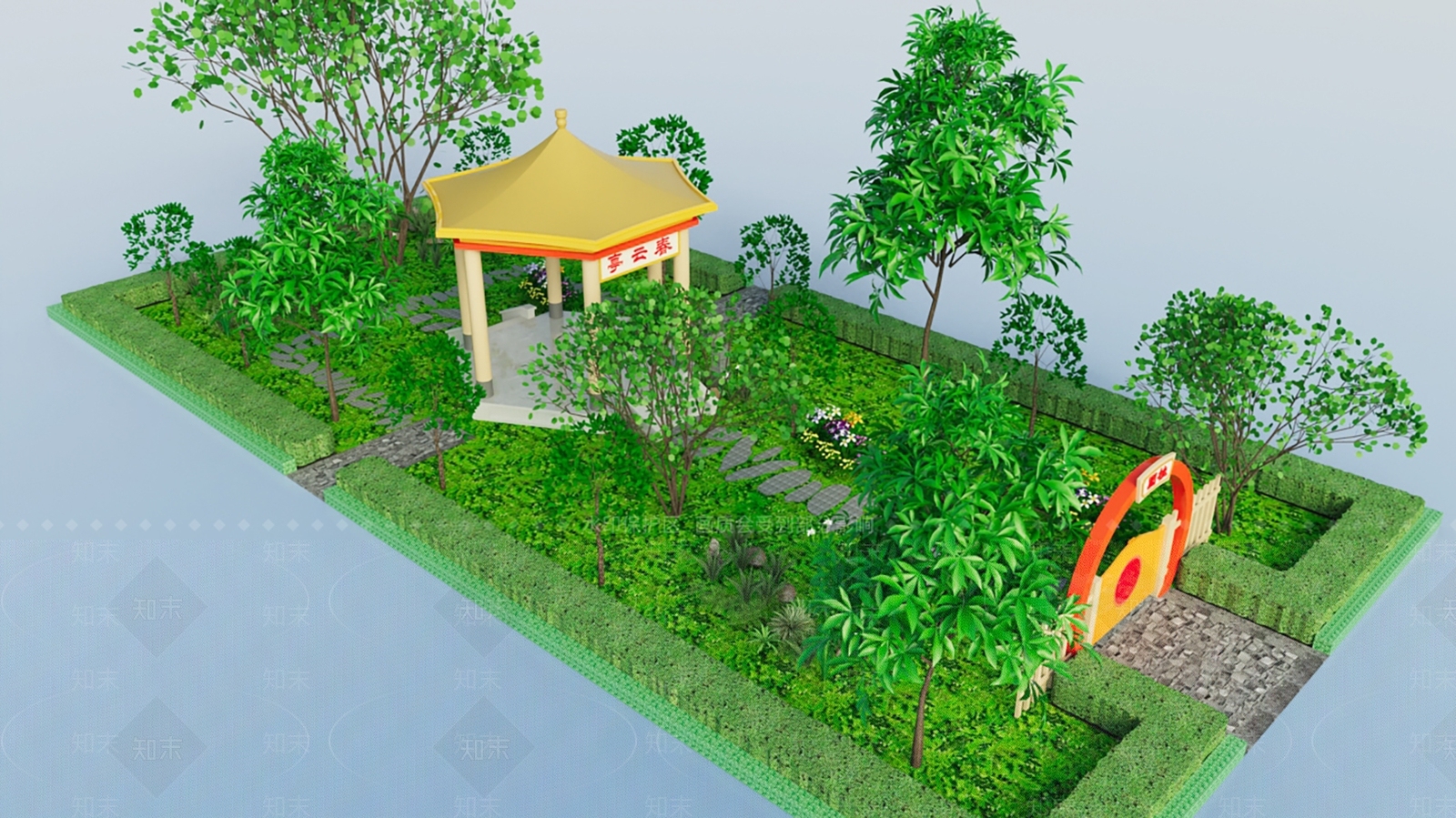 中式小公园SU模型下载【ID:1151014447】