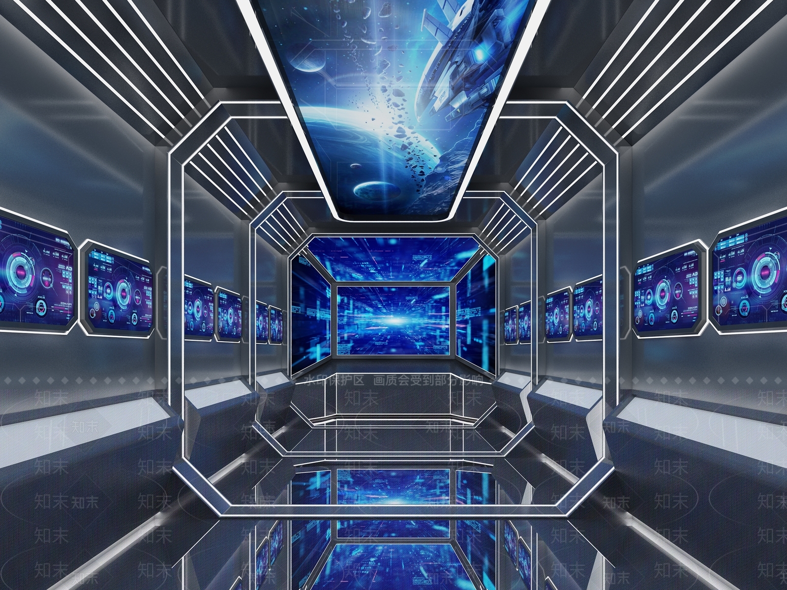 现代科技太空舱互动展厅3D模型下载【ID:1151021151】