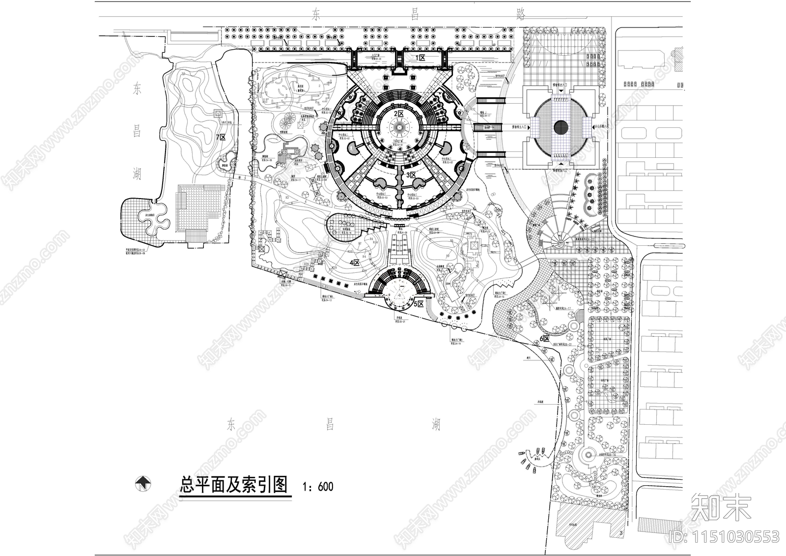 文化广场景观完整版平面图cad施工图下载【ID:1151030553】